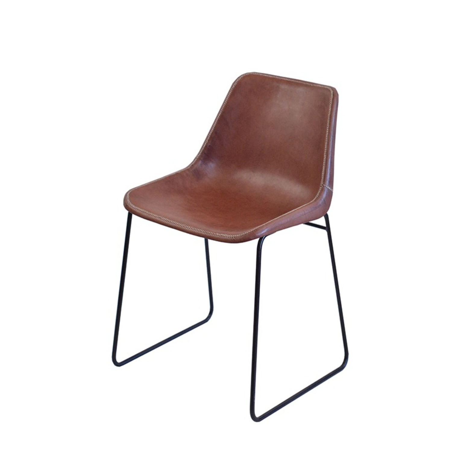 平棚 900x350x 300 Giron Leather Dining Chairs (ABC Home) - AptDeco
