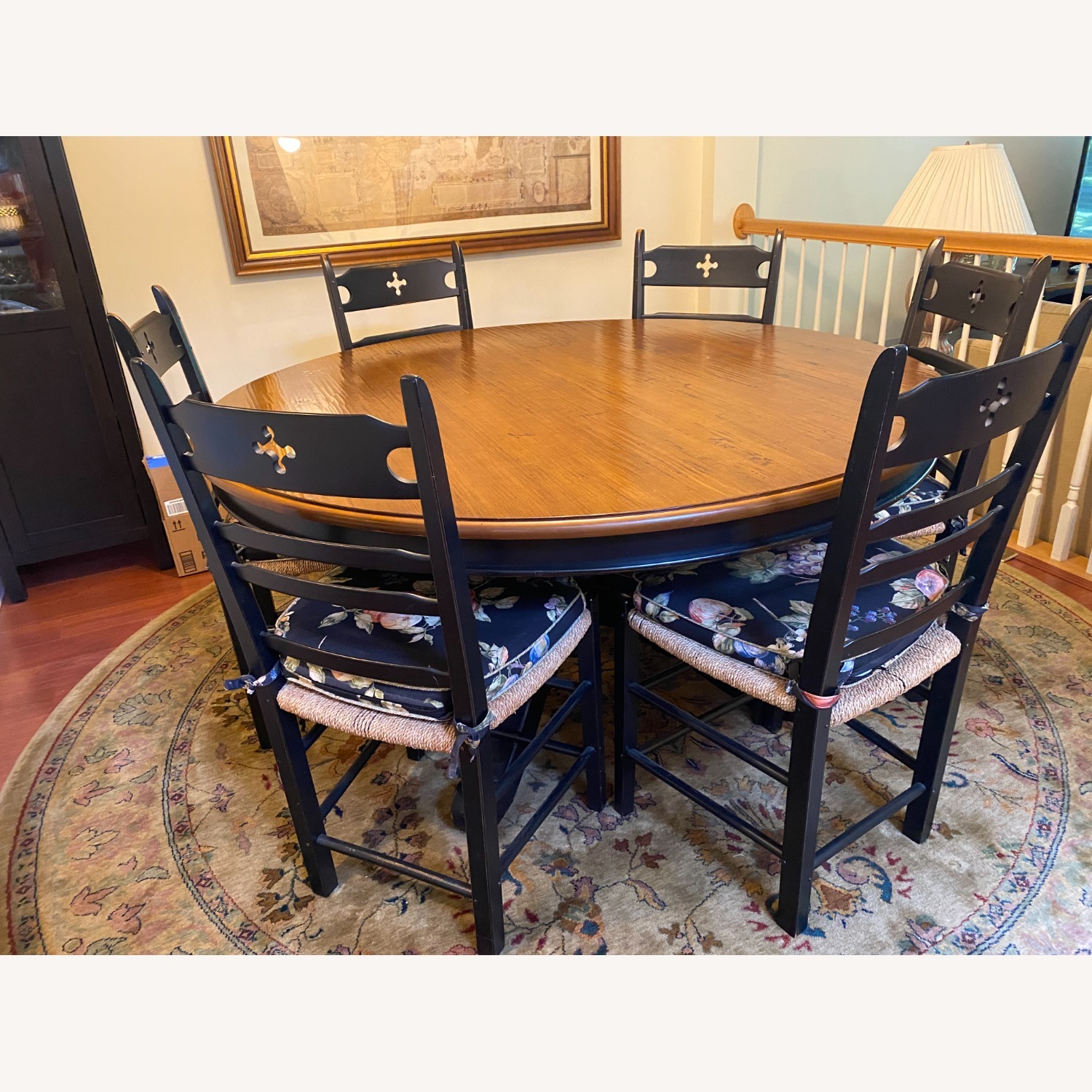 60" Round French Country Table and 6 Chairs - image-1