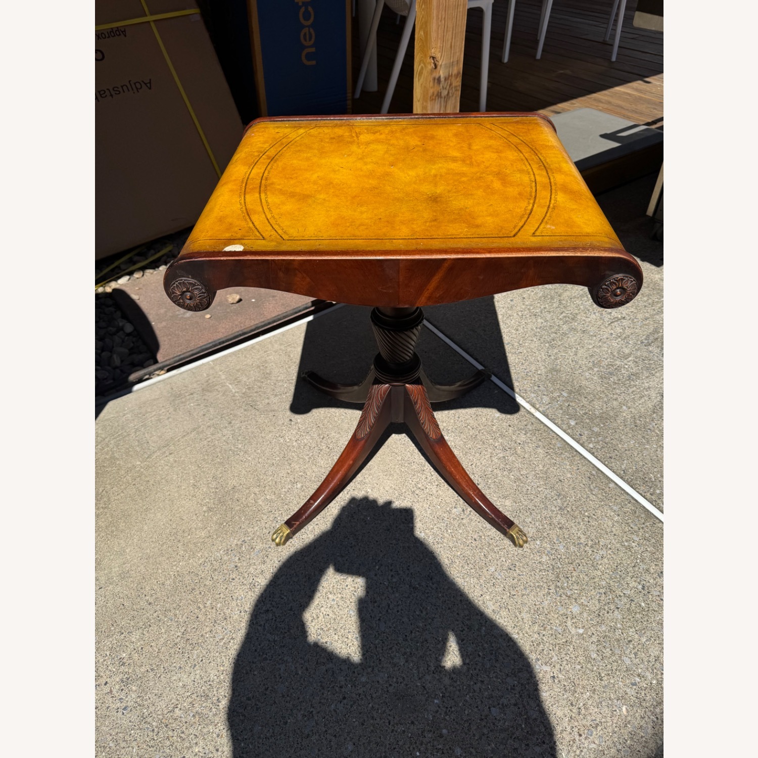 Vintage Leather Top End Tables - image-4