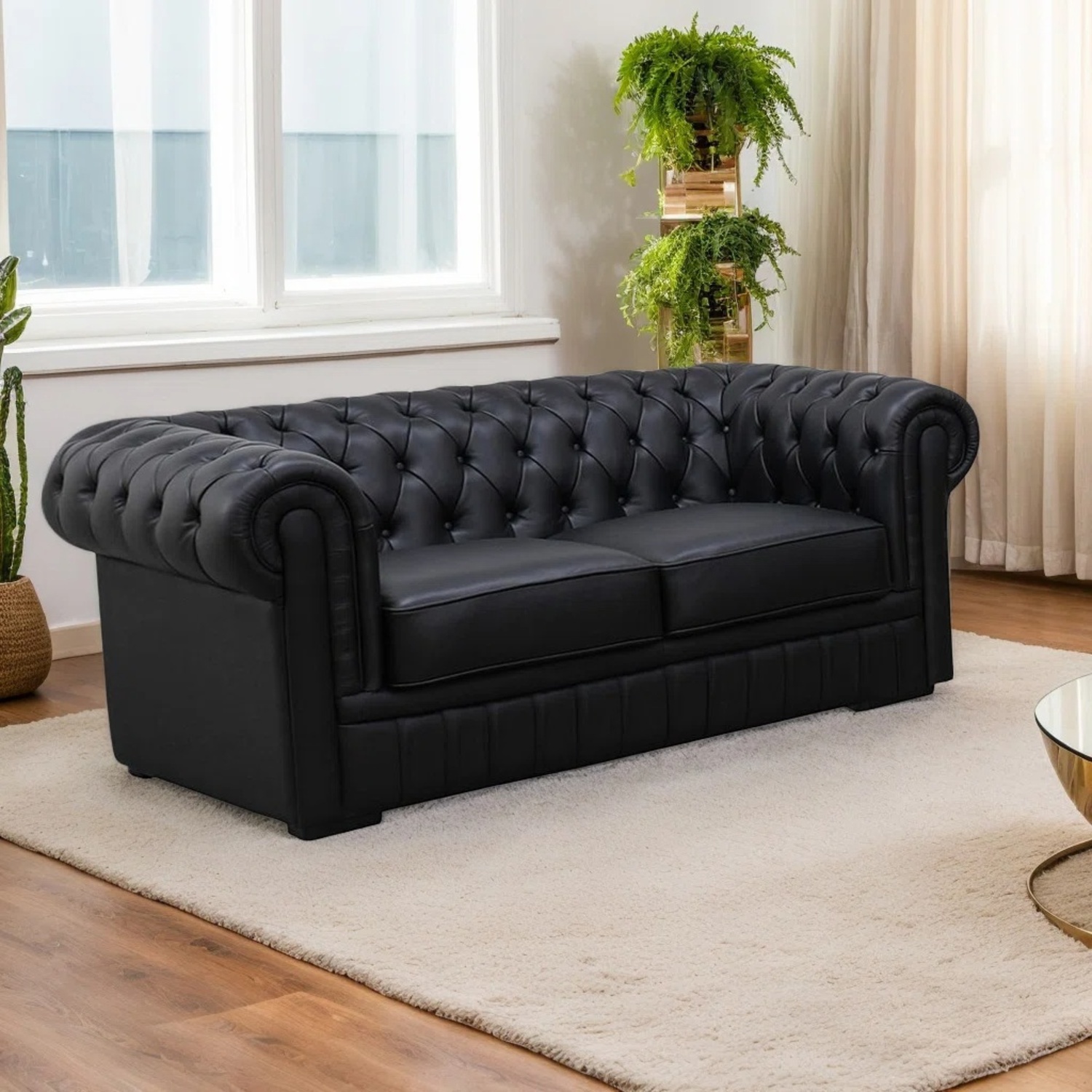  AllModern Leather Chesterfield Loveseat - image-7