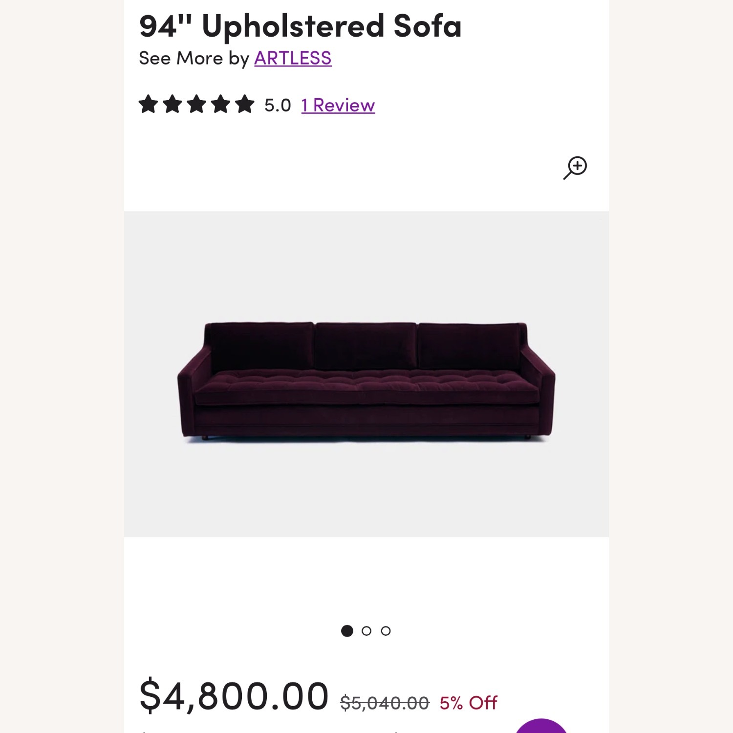 Artless 94” Upholstered 3 Seater Sofa - image-7