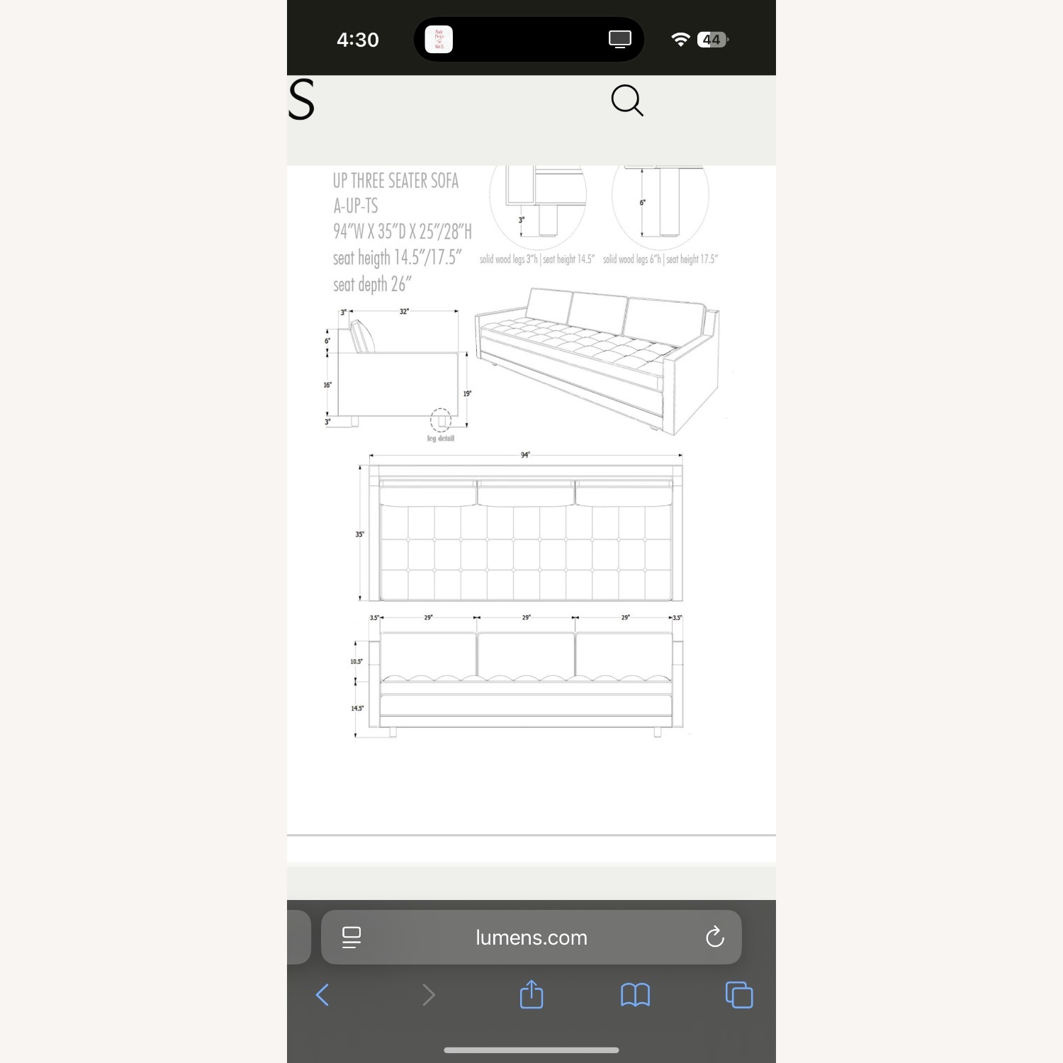 Artless 94” Upholstered 3 Seater Sofa - image-4