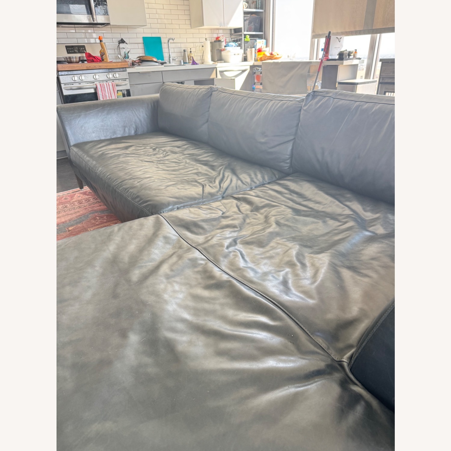 RH Leather Sofa-Chaise - image-9