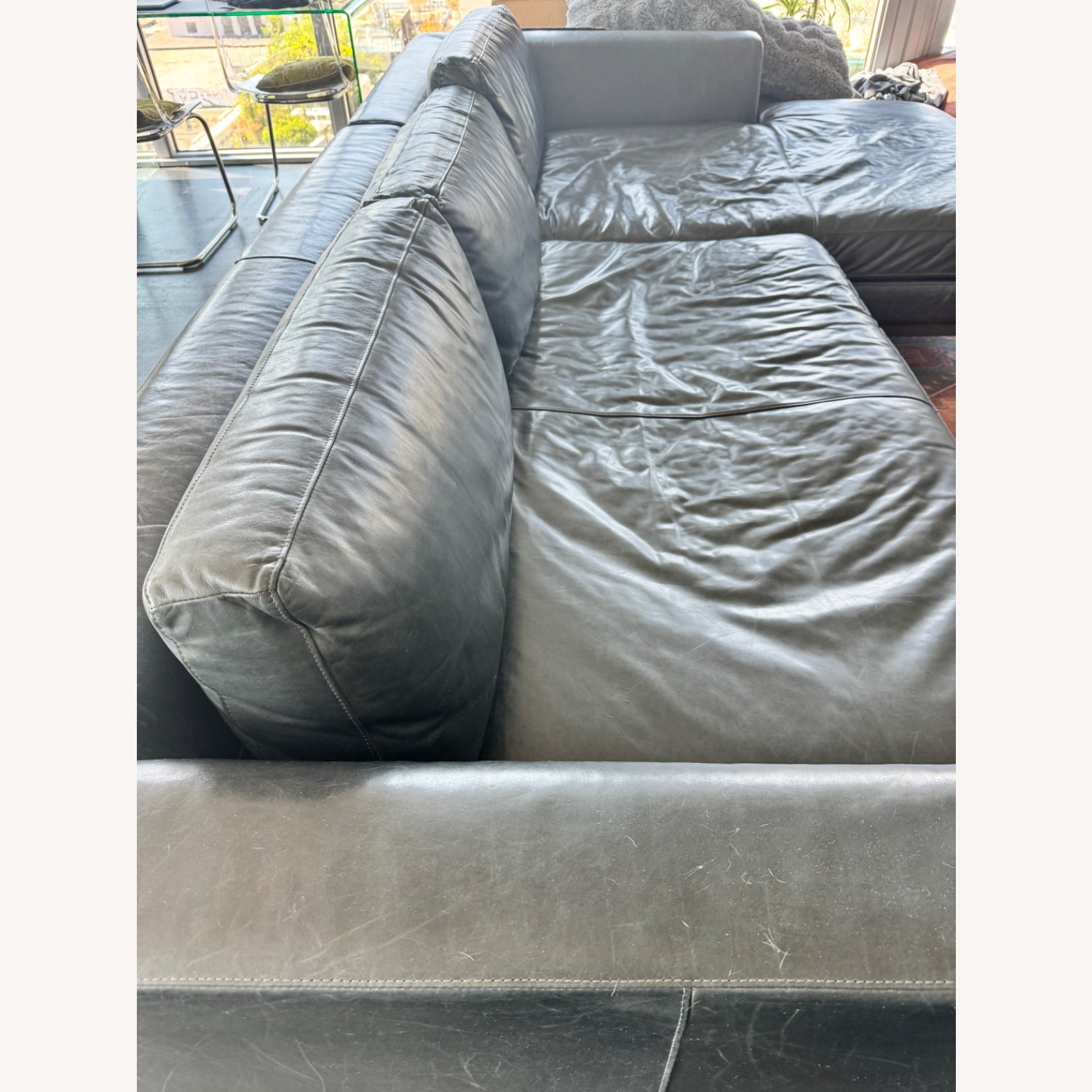 RH Leather Sofa-Chaise - image-5