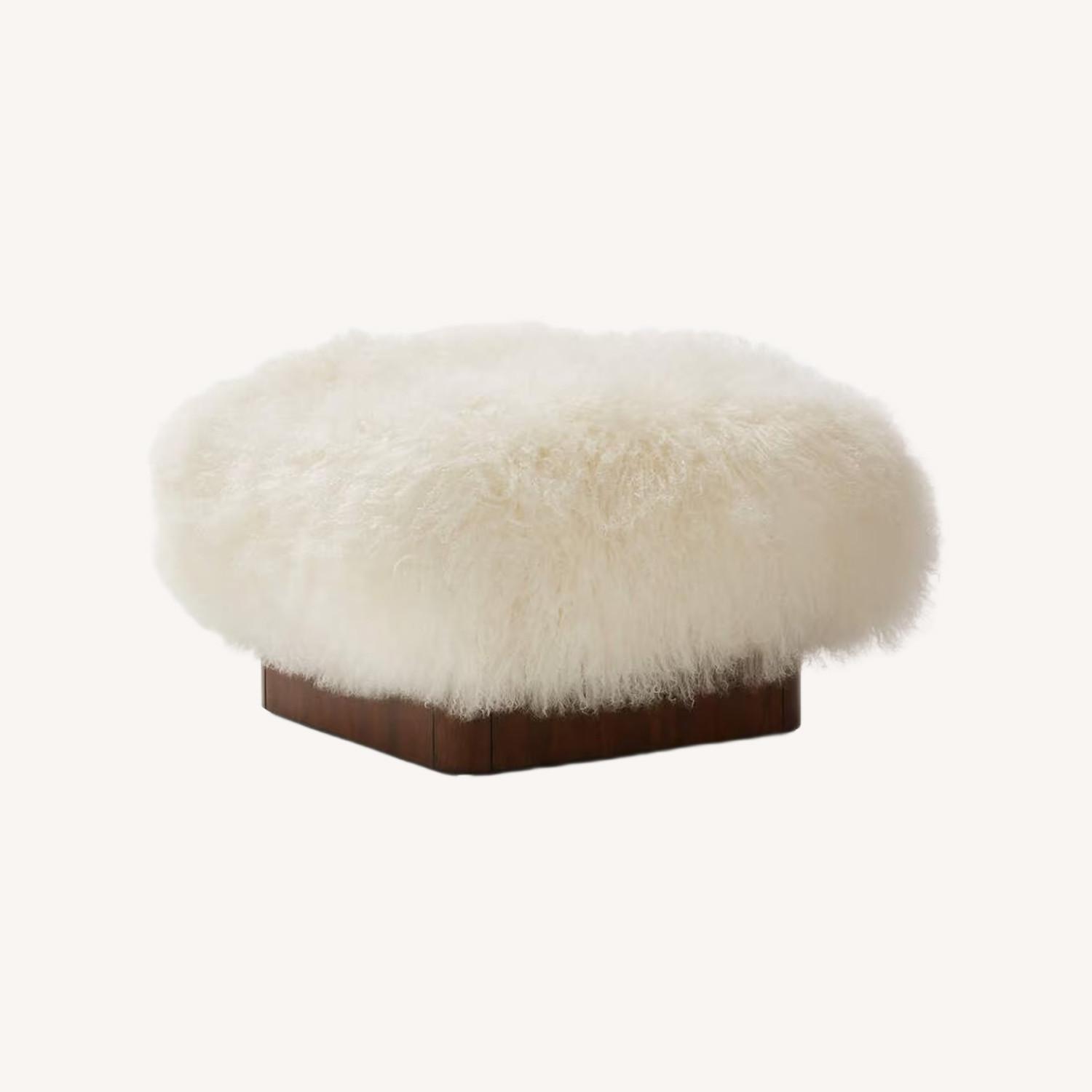 Pelosa White Sheepskin Ottoman - image-0
