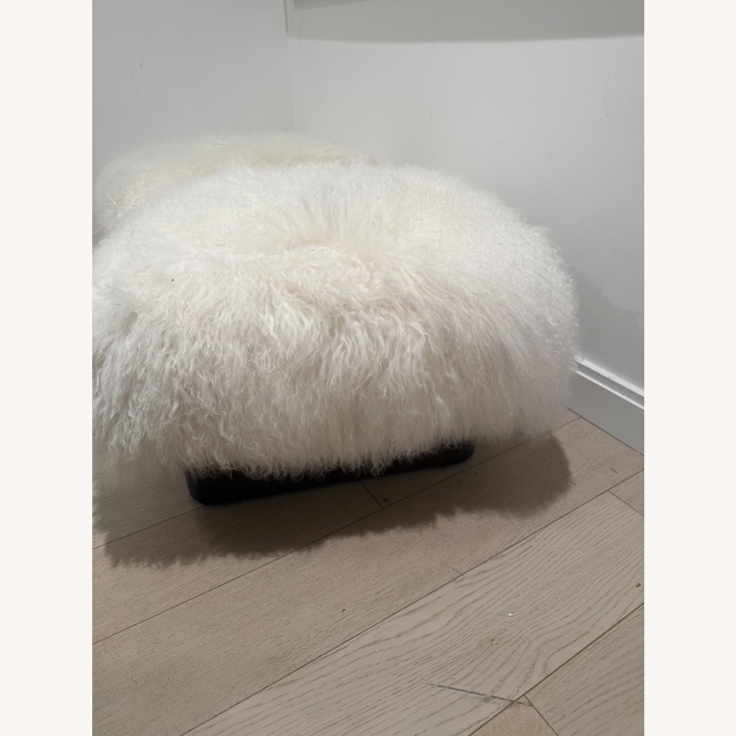Pelosa White Sheepskin Ottoman - image-1
