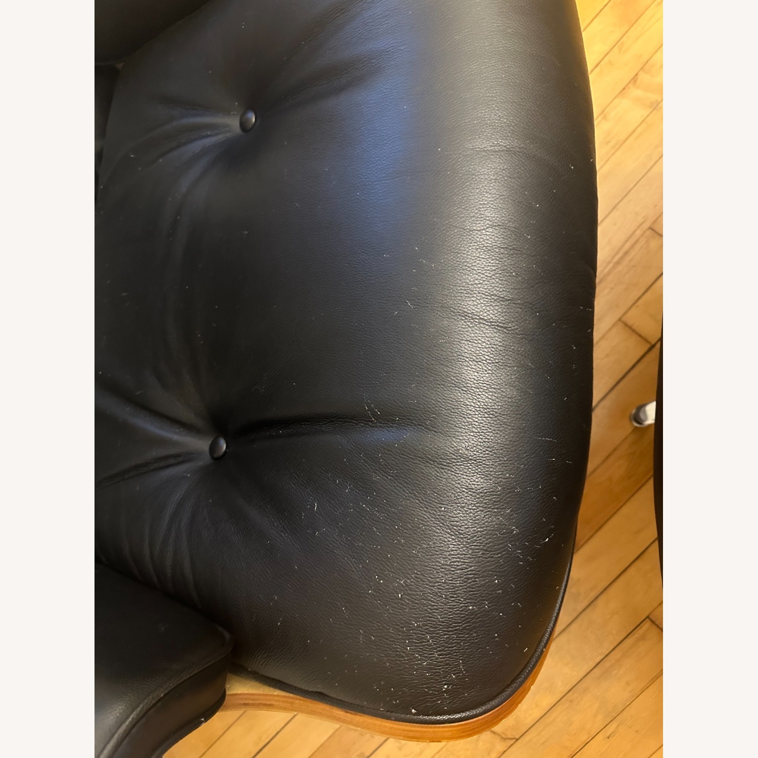 Black Faux Leather Armchair With Ottoman - image-3