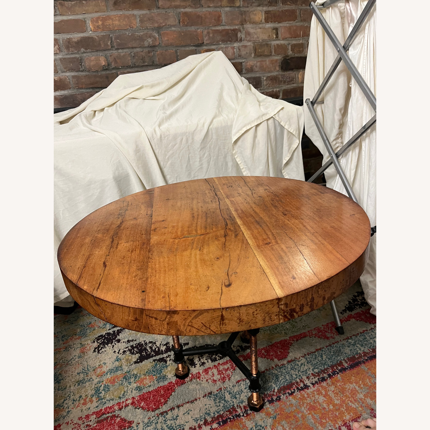 Industrial Style Coffee Table (Solid Wood & Metal) - image-6