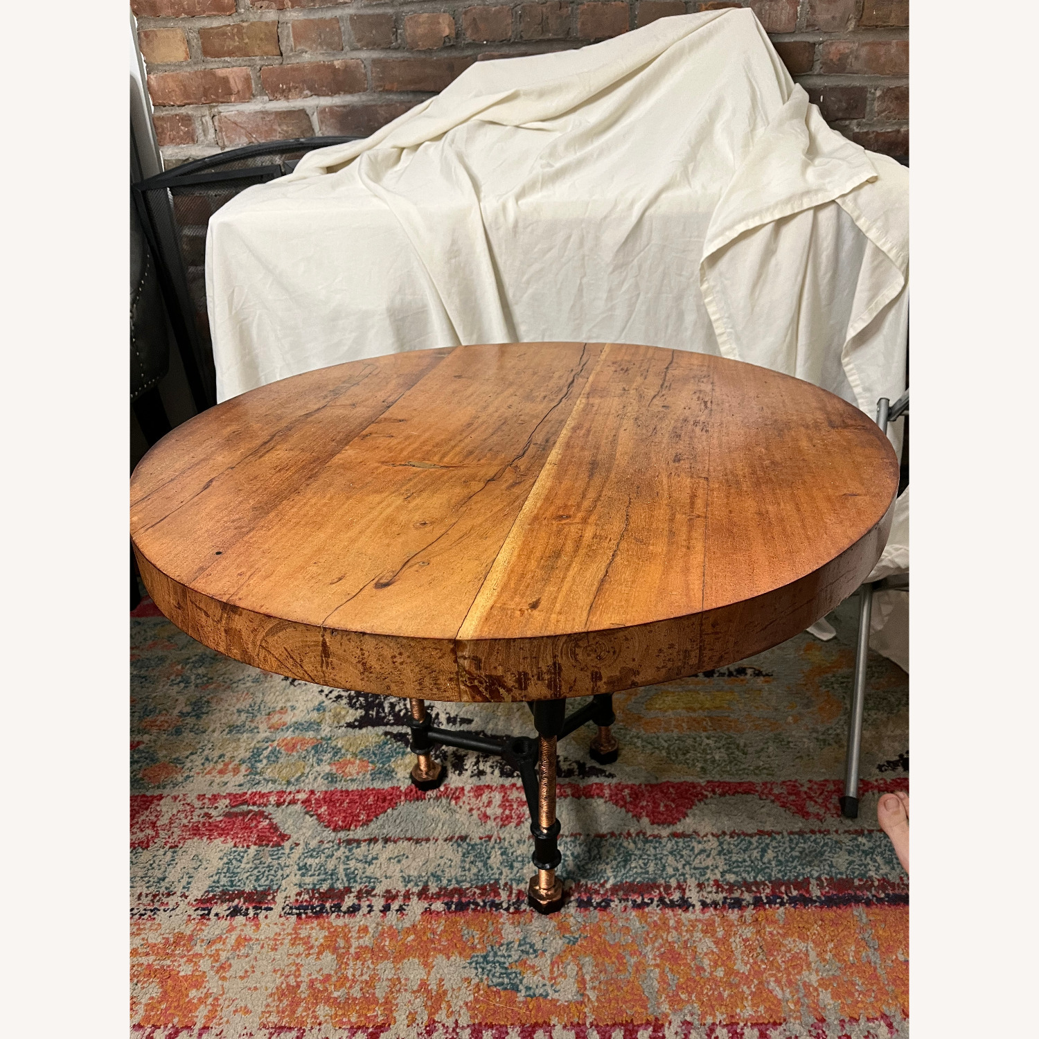 Industrial Style Coffee Table (Solid Wood & Metal) - image-3