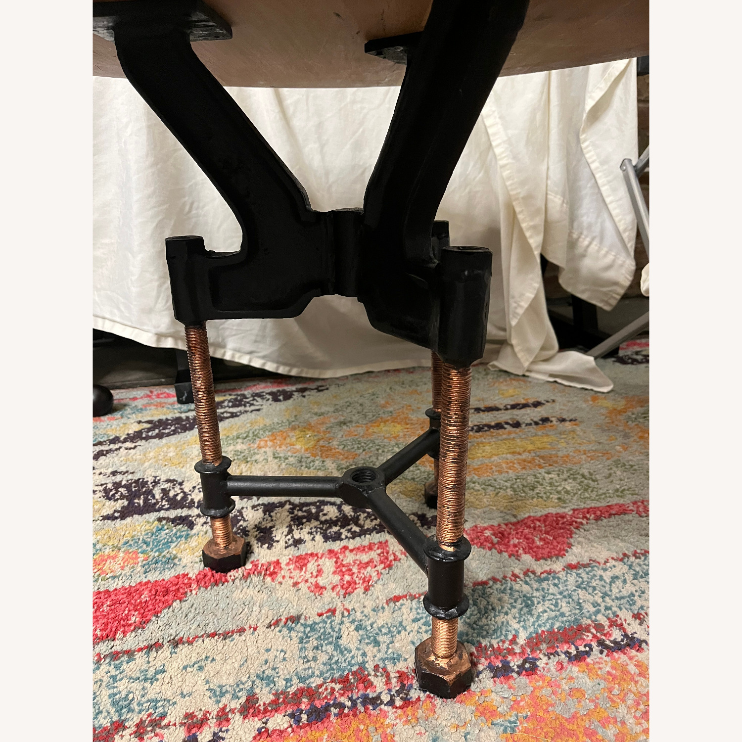 Industrial Style Coffee Table (Solid Wood & Metal) - image-7