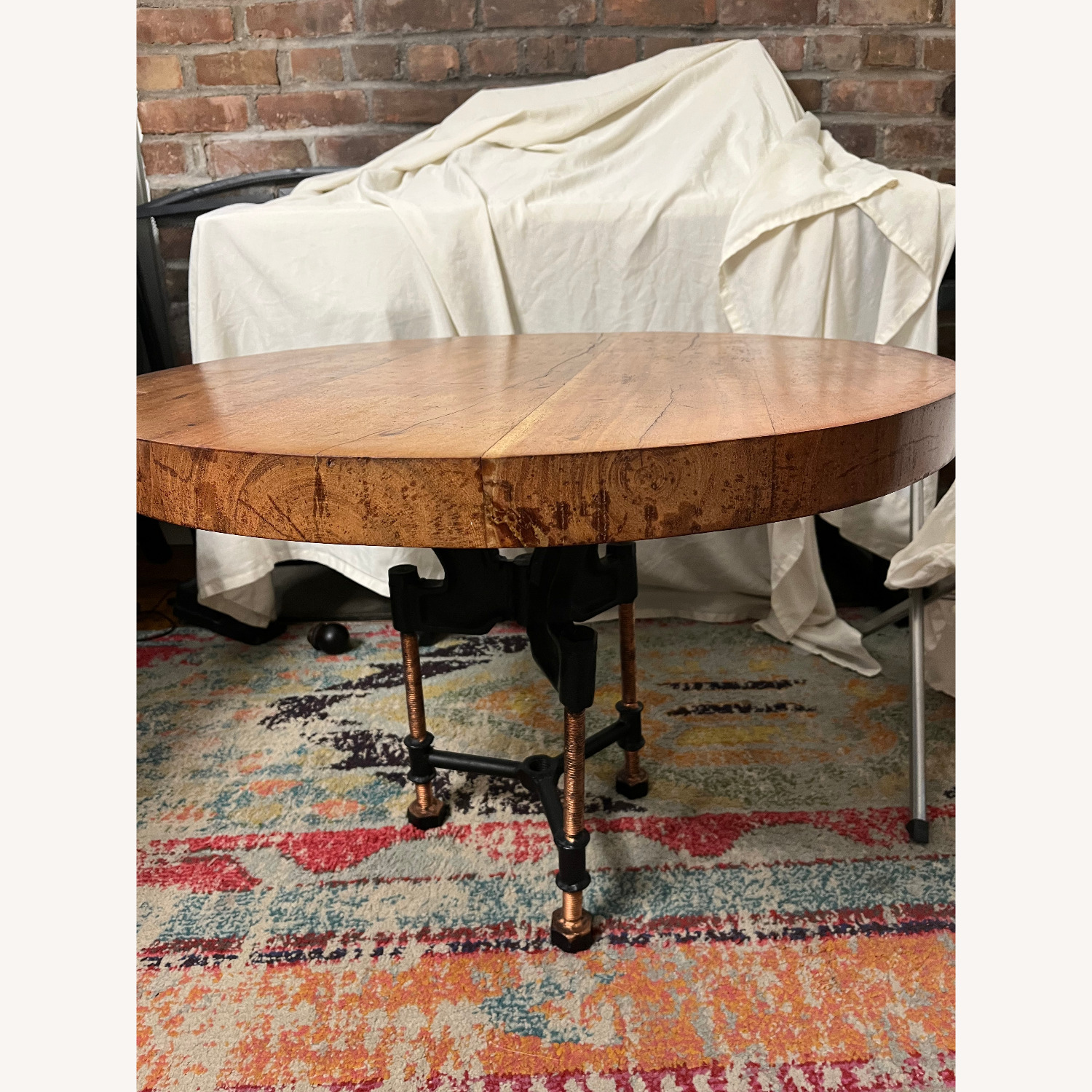 Industrial Style Coffee Table (Solid Wood & Metal) - image-5