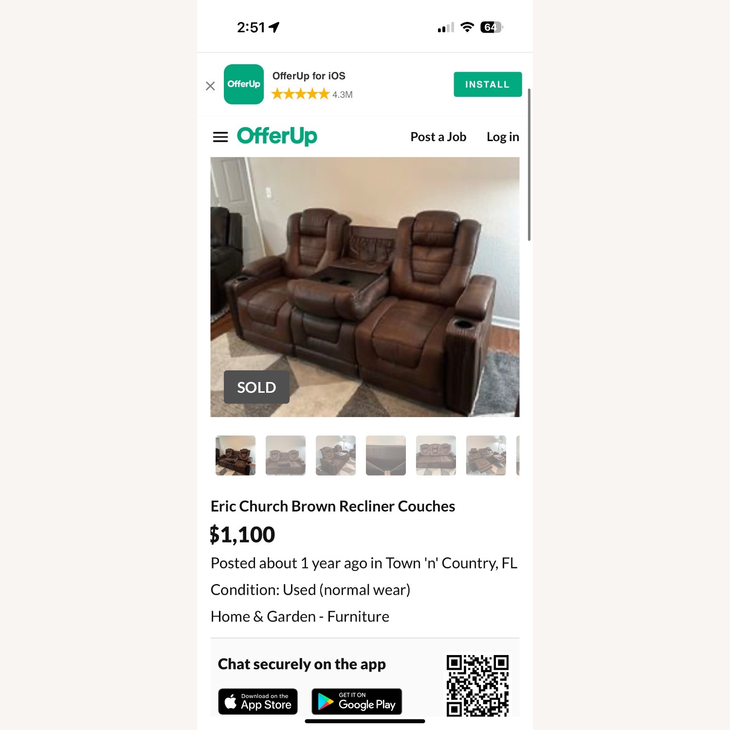 Eric Church Leather Sofa - image-2