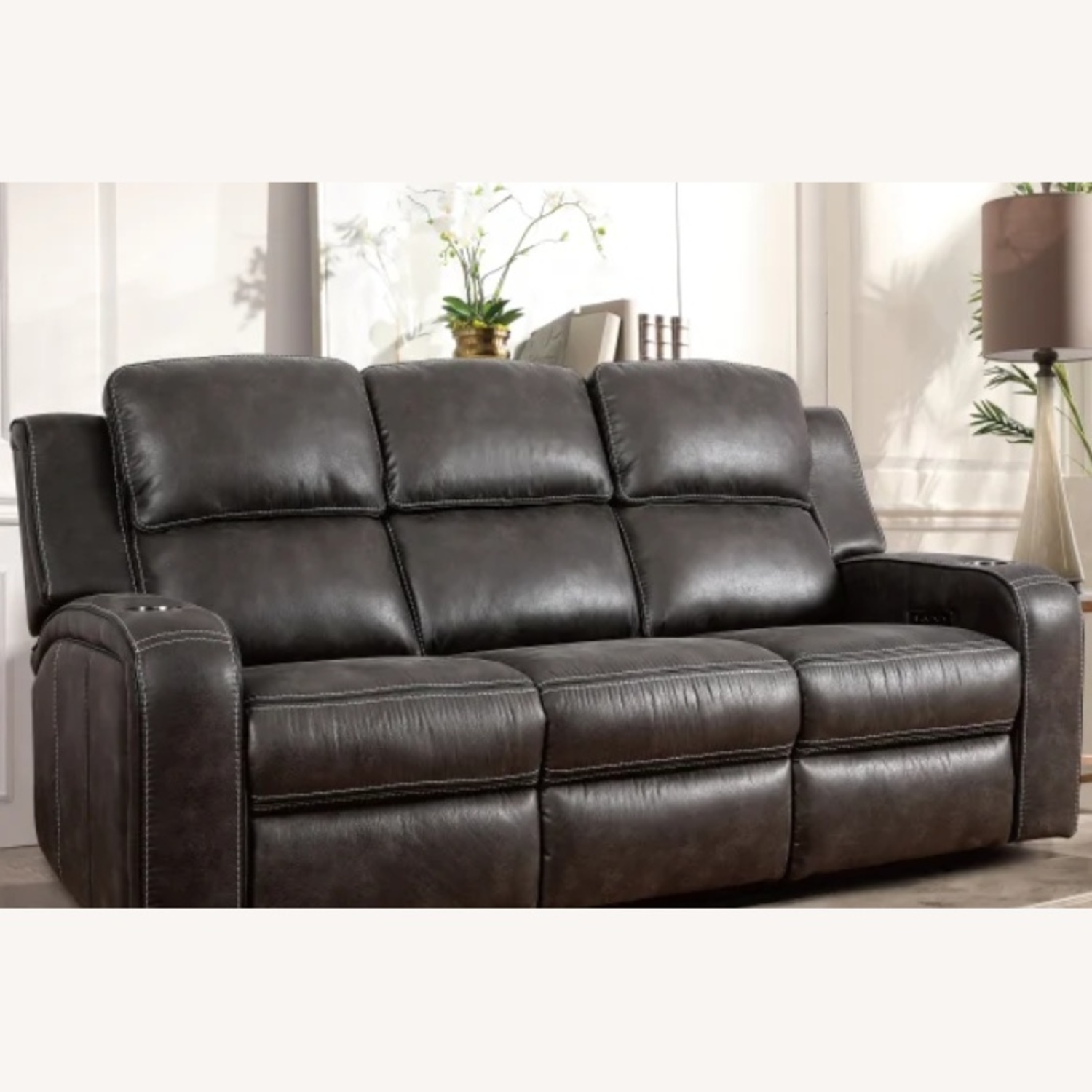 Power Reclining Sofa with Drop Down Table - image-8