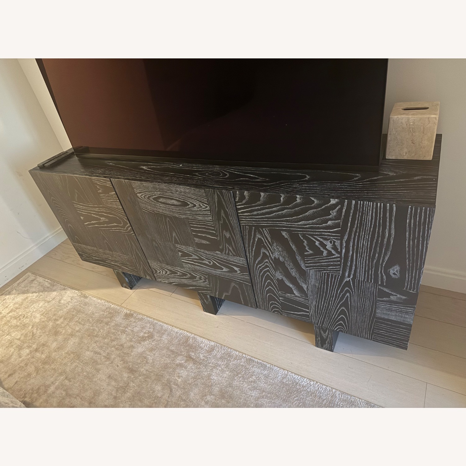 Marchino Cerused Black Wood Media Console - image-1
