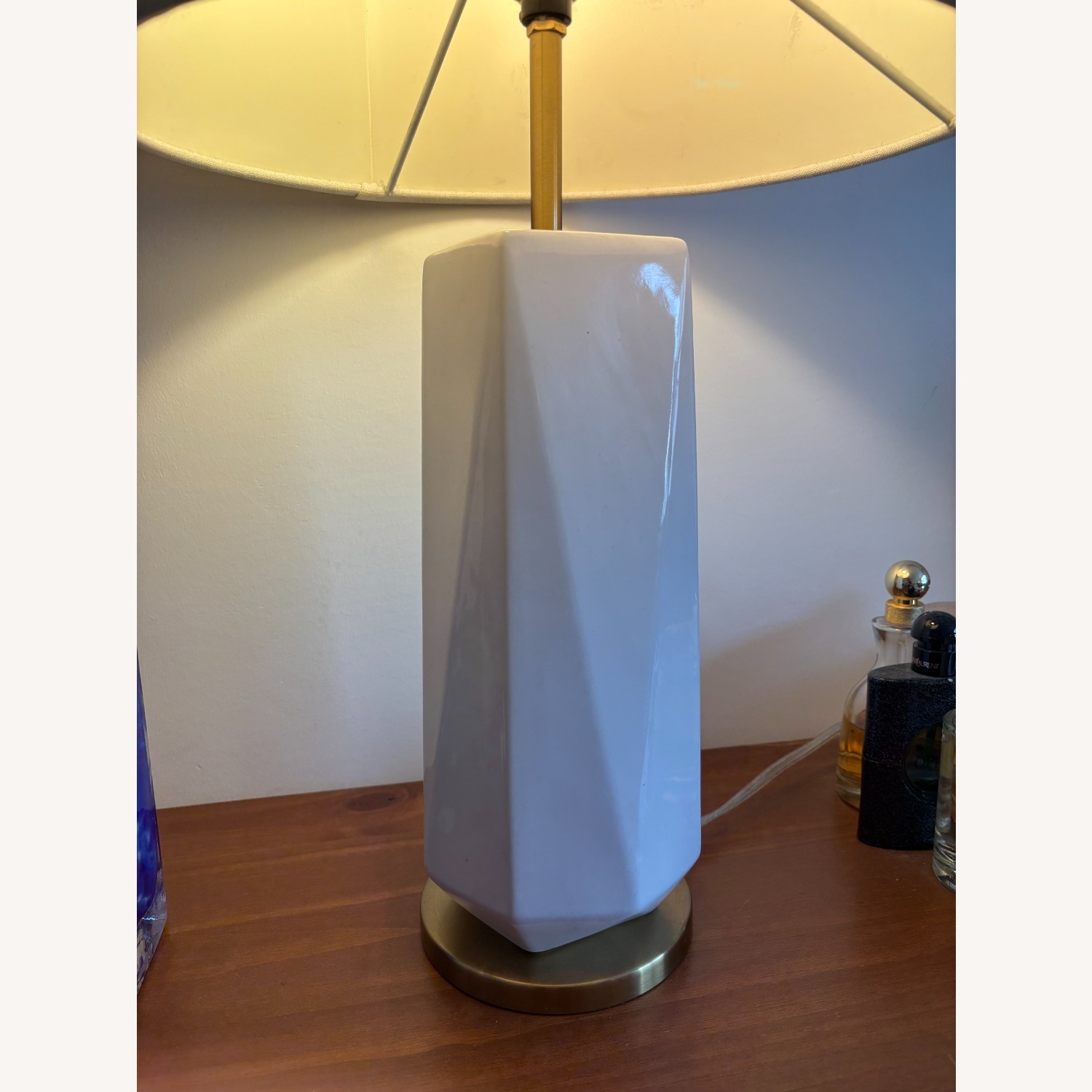 West Elm Faceted Porcelain White Table Lamps - image-2