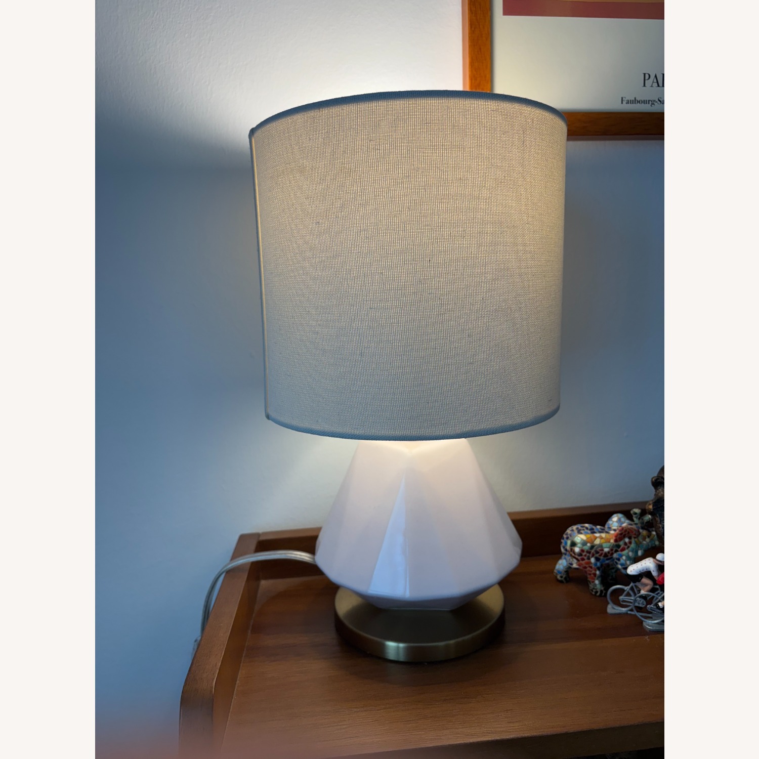West Elm Faceted Porcelain White Table Lamps - image-6