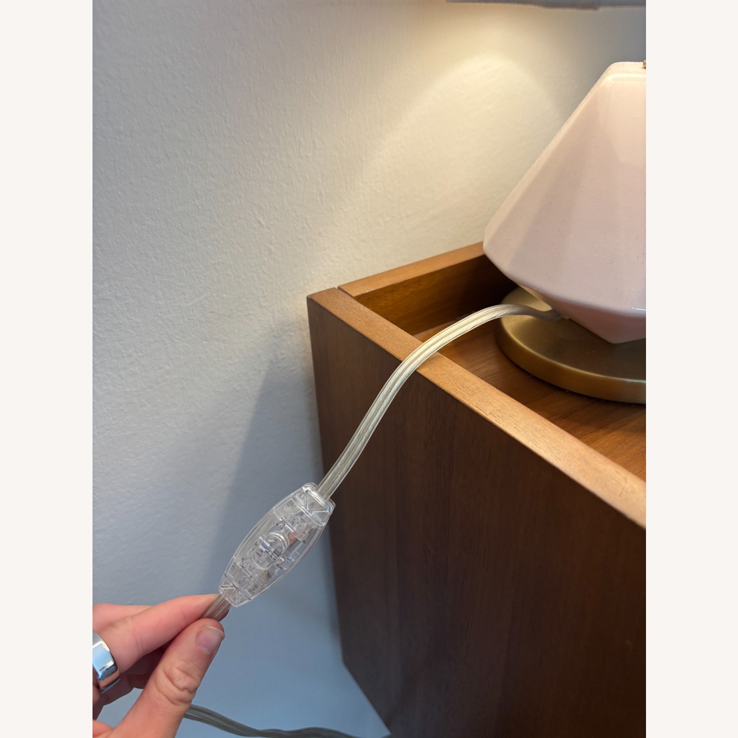 West Elm Faceted Porcelain White Table Lamps - image-5