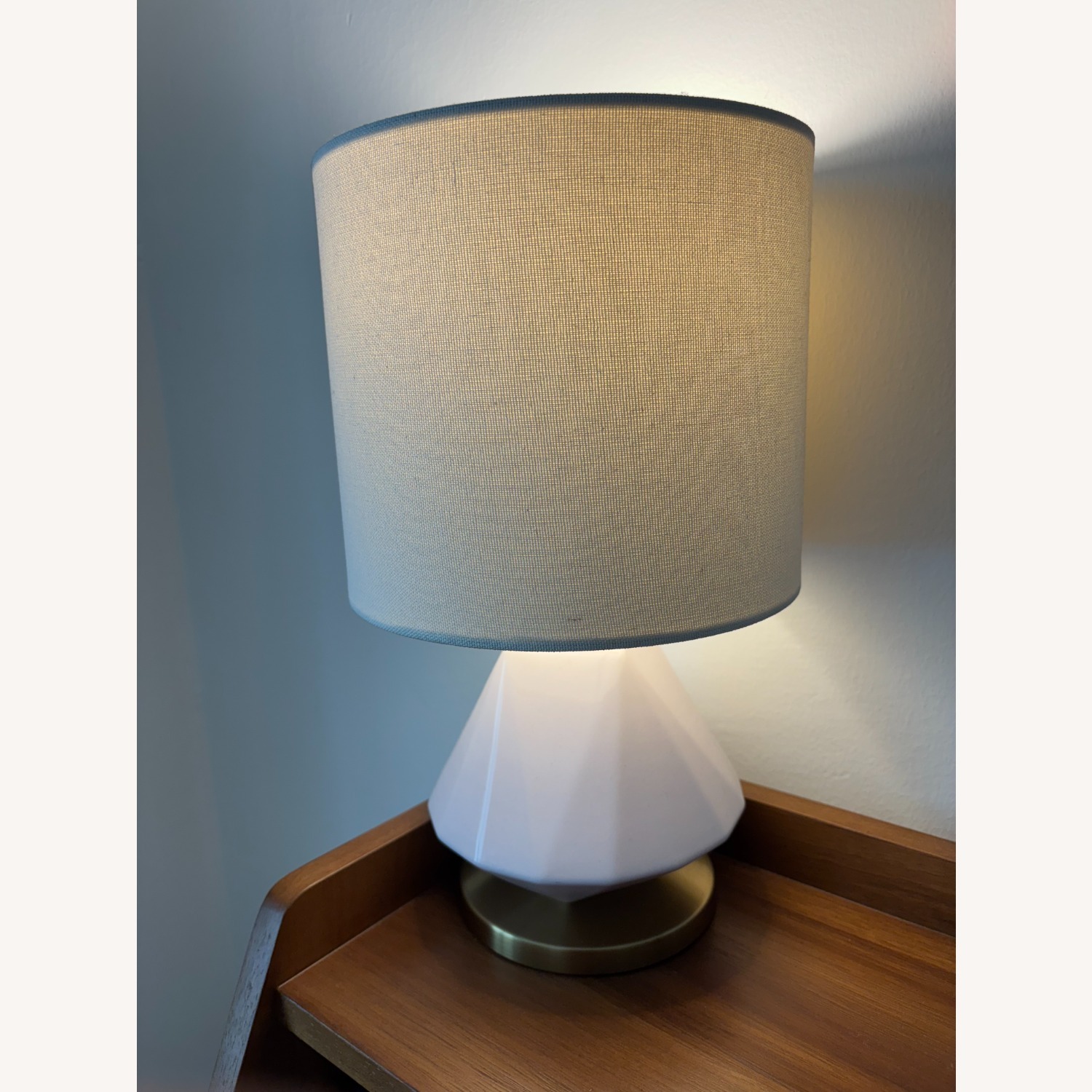 West Elm Faceted Porcelain White Table Lamps - image-3