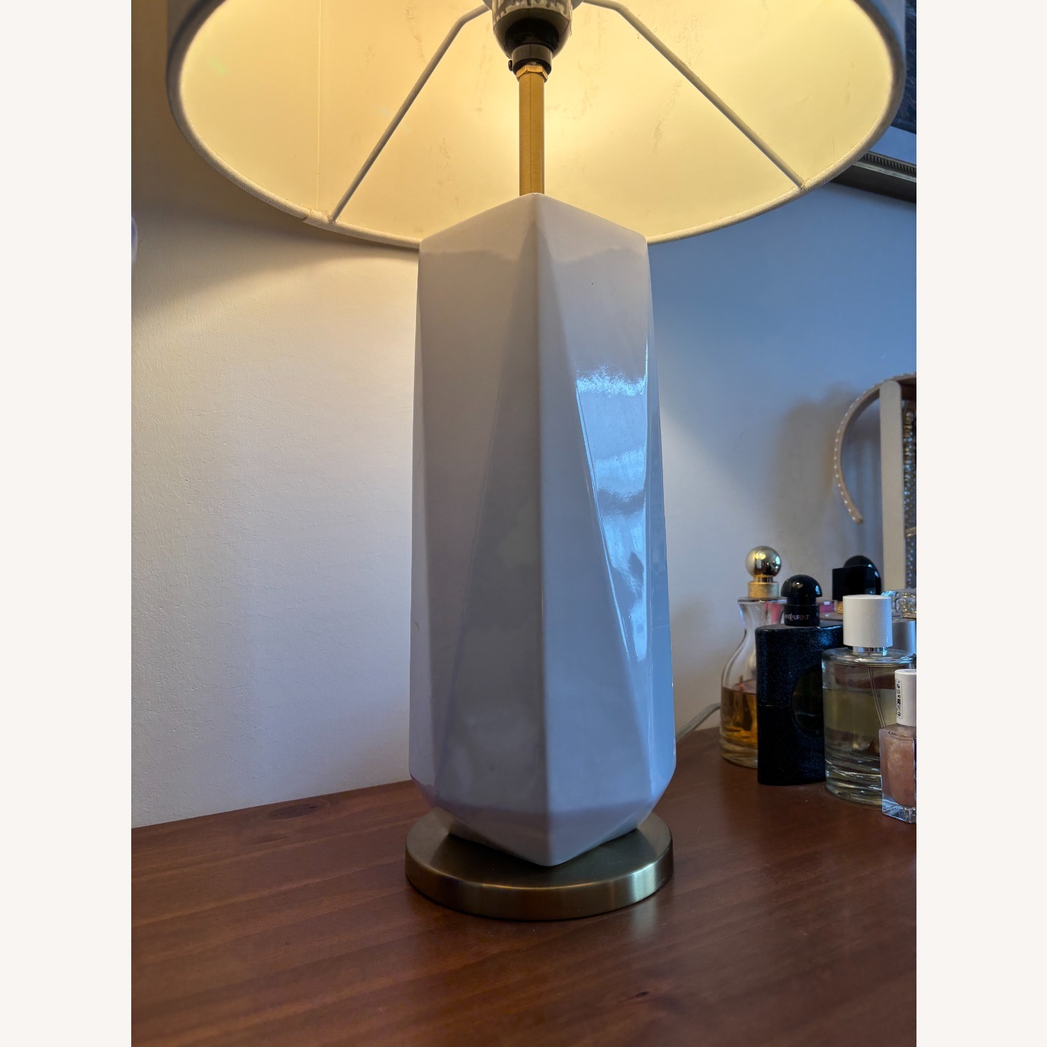 West Elm Faceted Porcelain White Table Lamps - image-4