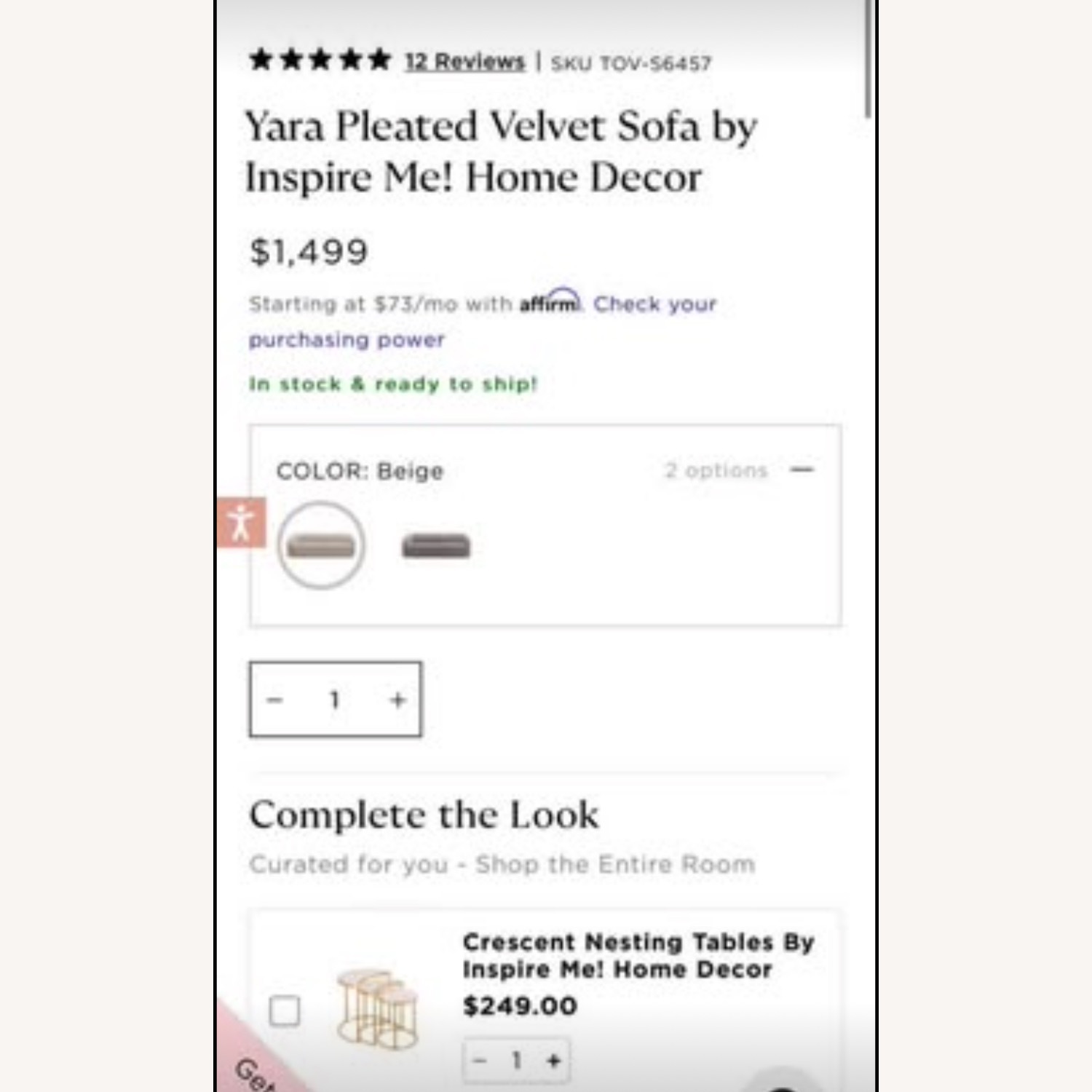 Yara Pleated Velvet Sofa - image-6