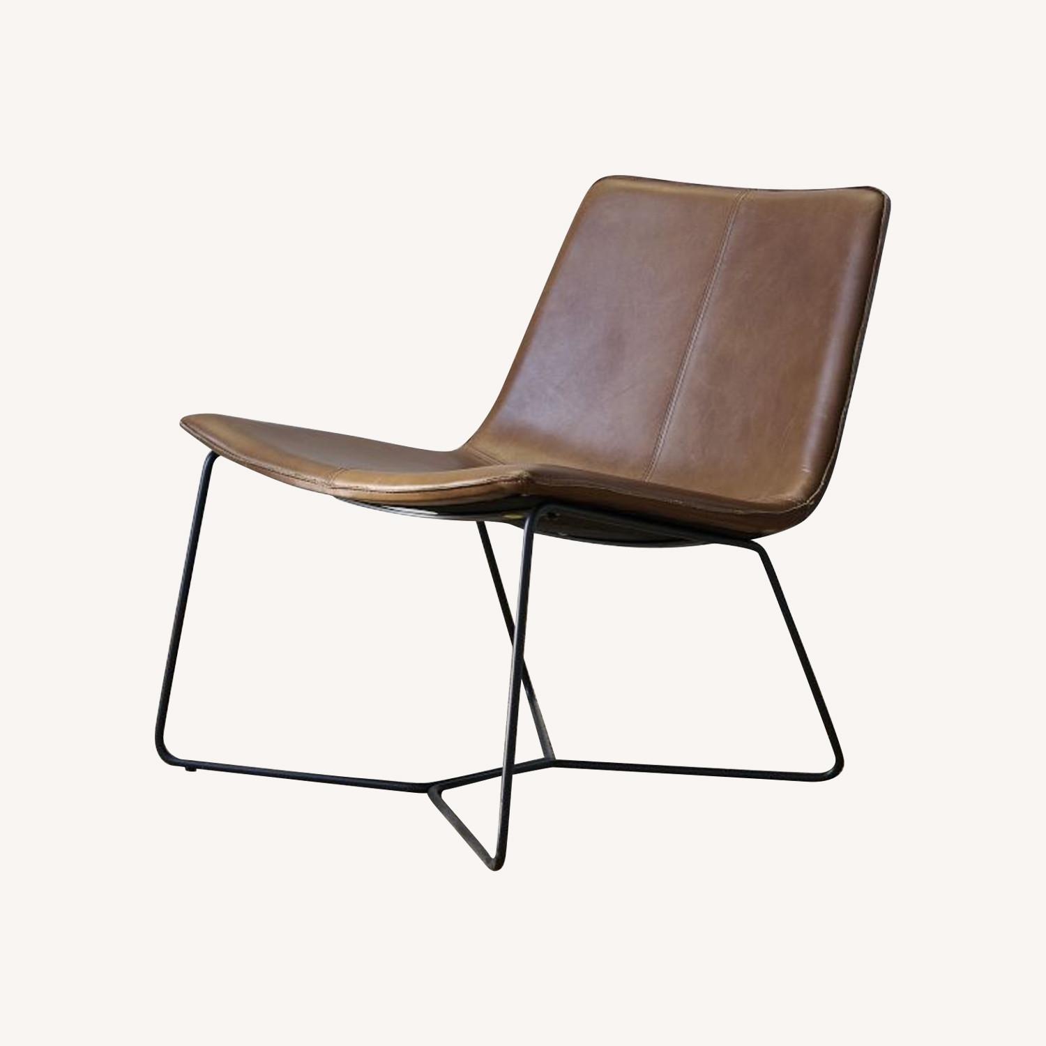 West Elm Slope Leather Lounge Chair - image-0