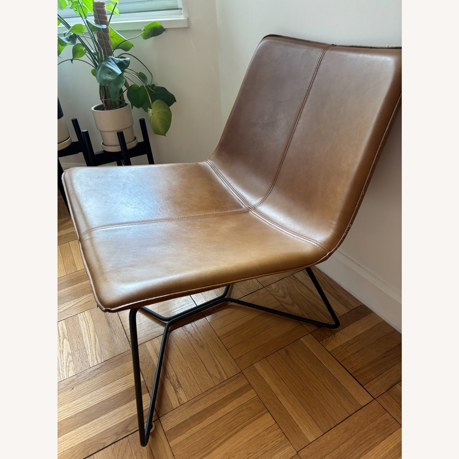West Elm Slope Leather Lounge Chair - image-2