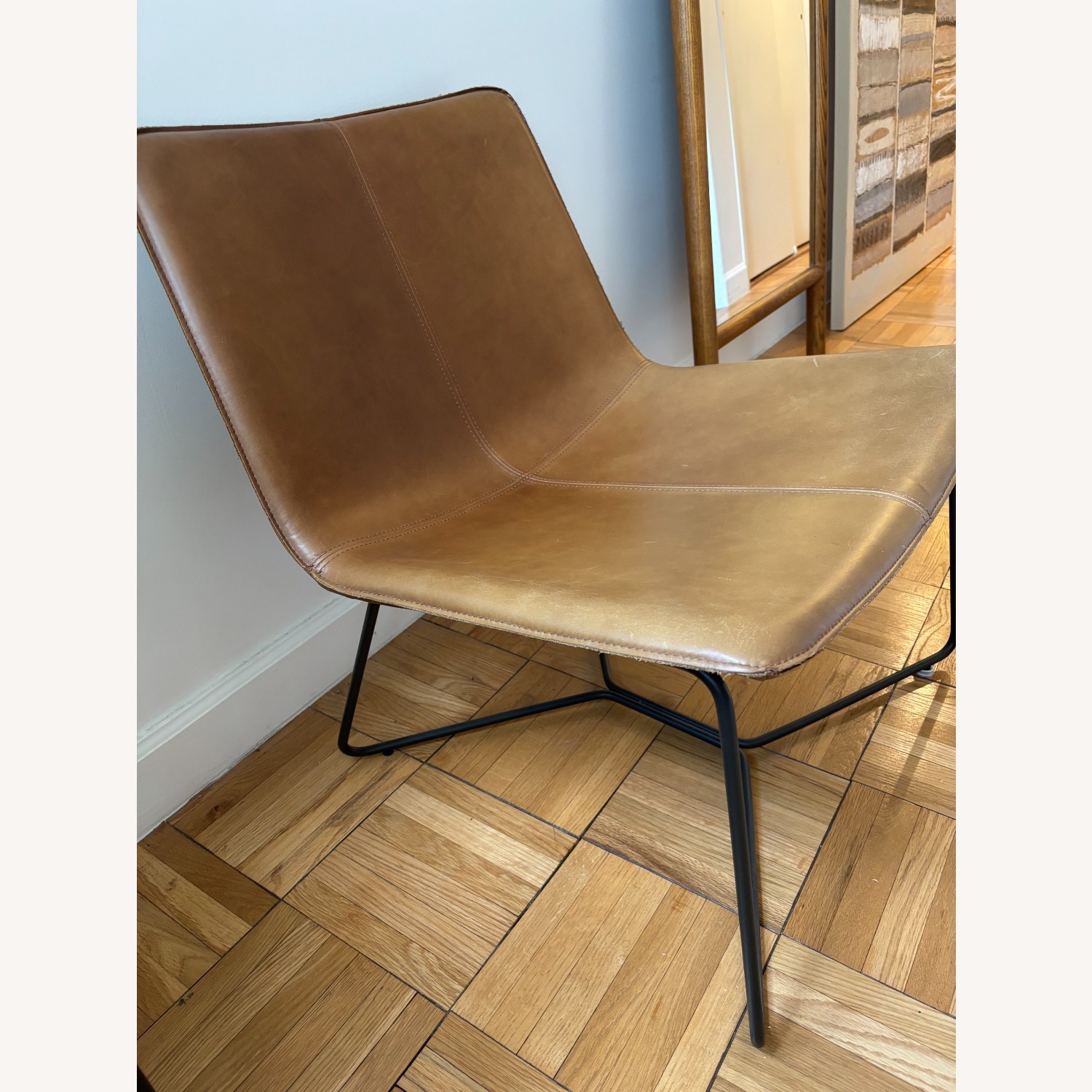 West Elm Slope Leather Lounge Chair - image-3
