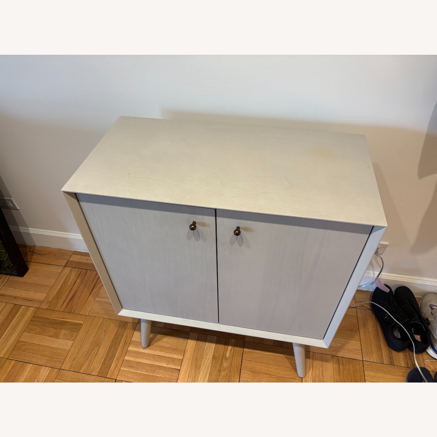 West Elm Mid-Century Light Gray Cabinet - image-2