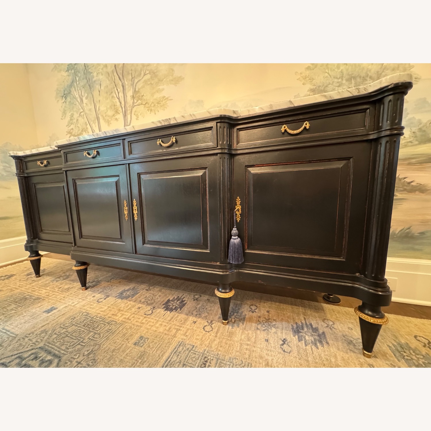 Ebony Mahogany W Marble Top Sideboard  - image-7