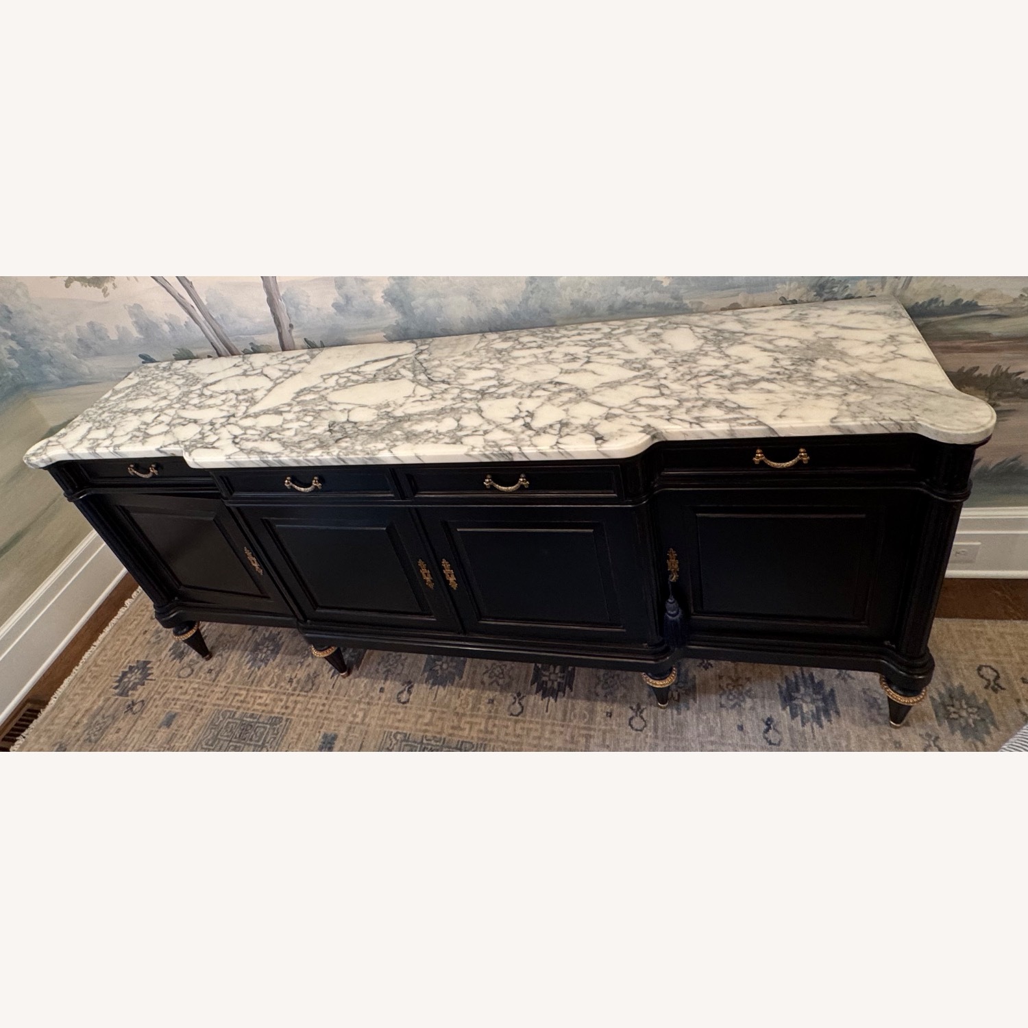 Ebony Mahogany W Marble Top Sideboard  - image-1
