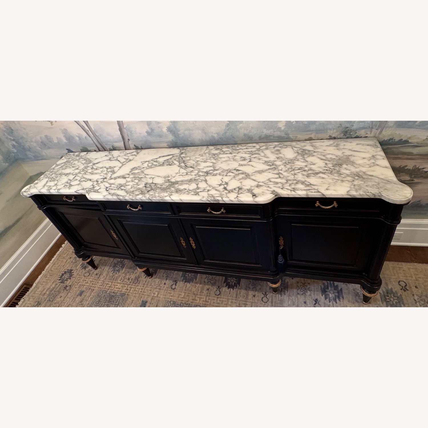 Ebony Mahogany W Marble Top Sideboard  - image-2