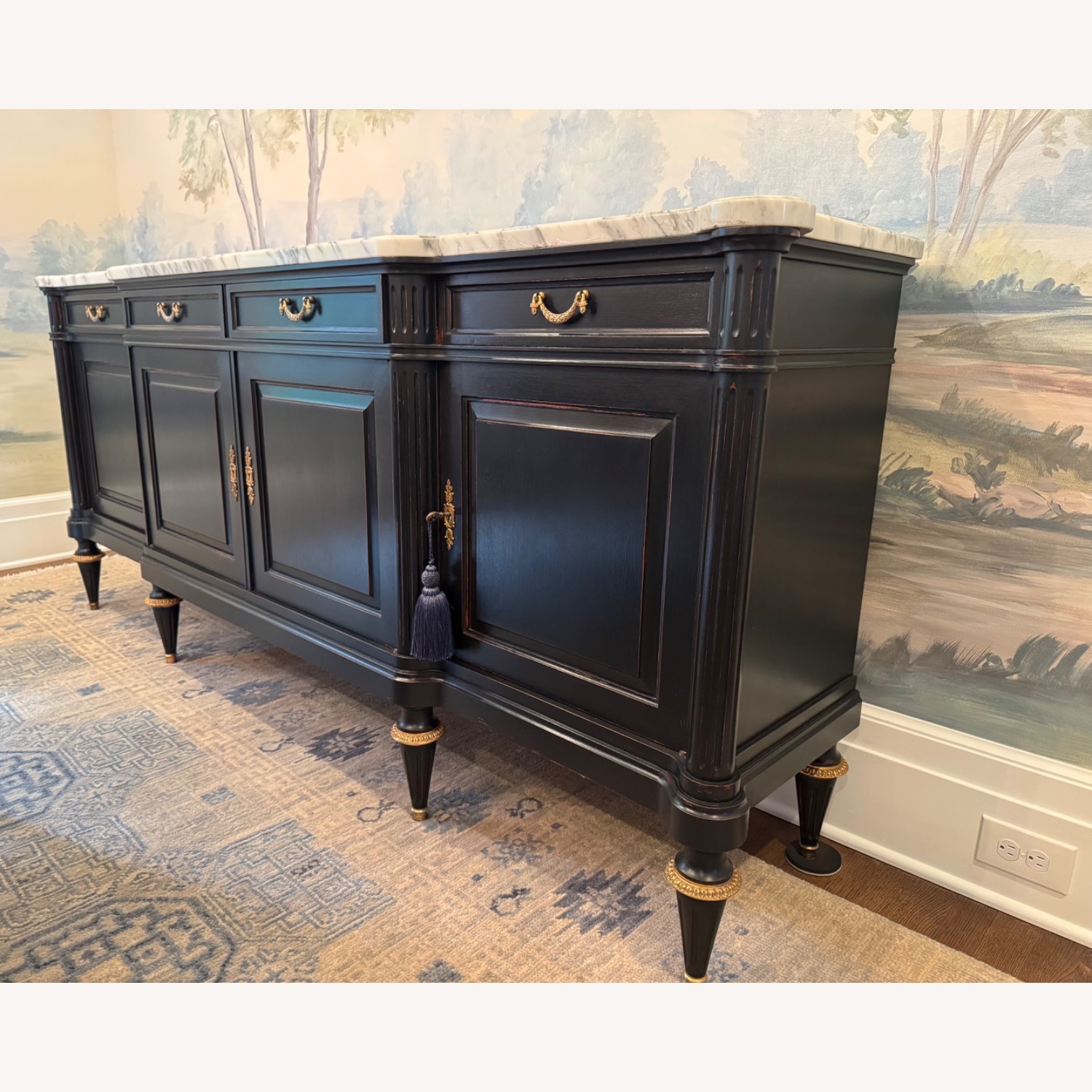 Ebony Mahogany W Marble Top Sideboard  - image-9