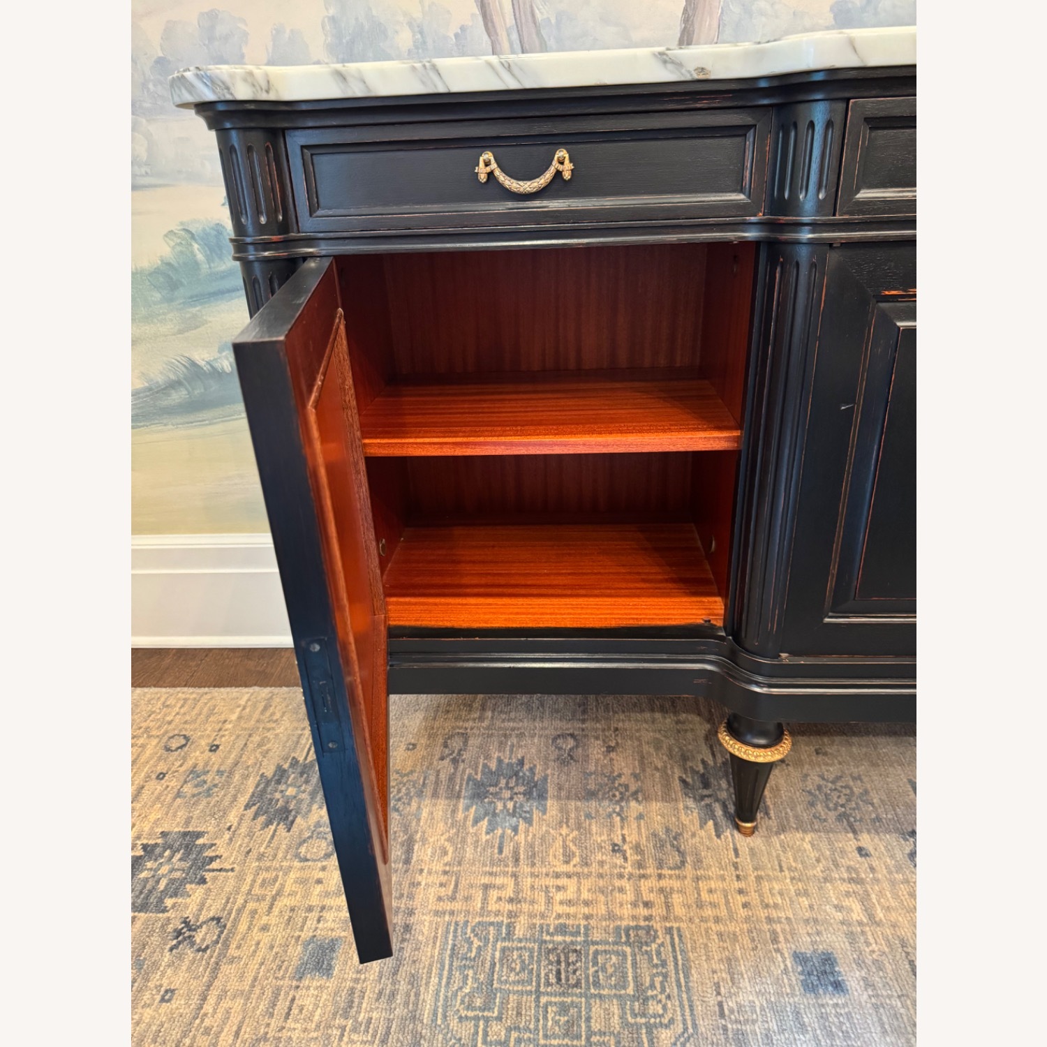 Ebony Mahogany W Marble Top Sideboard  - image-4
