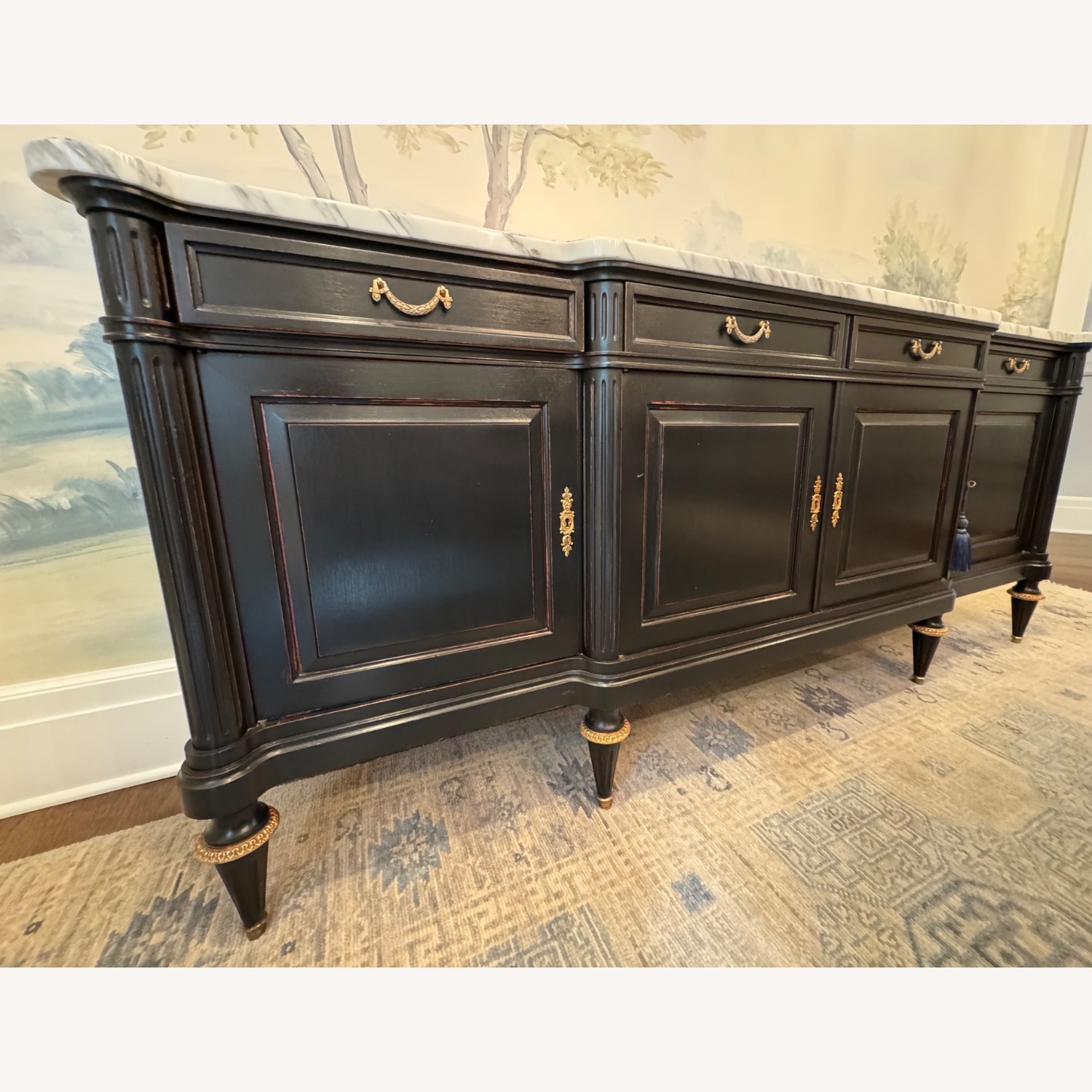 Ebony Mahogany W Marble Top Sideboard  - image-6