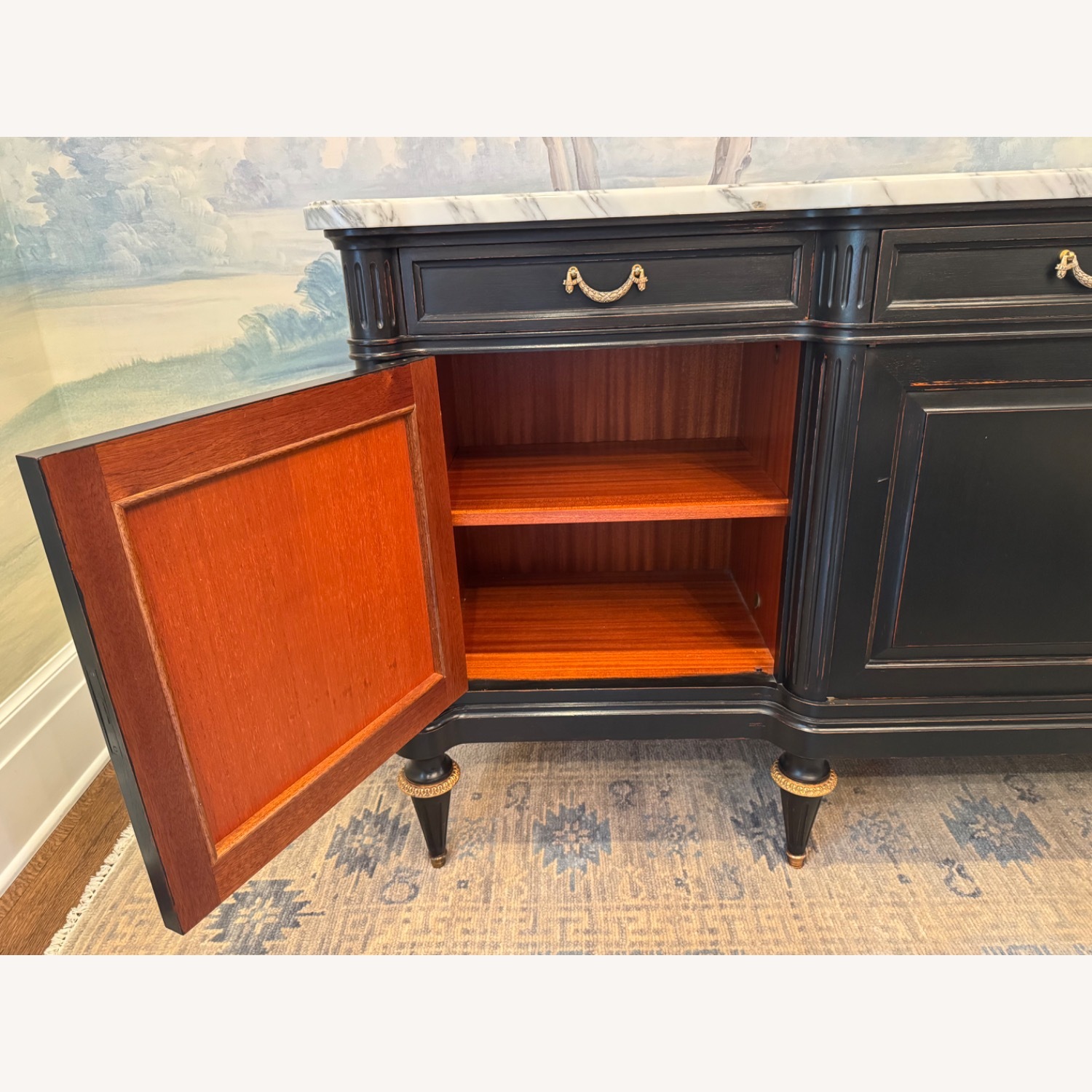Ebony Mahogany W Marble Top Sideboard  - image-5