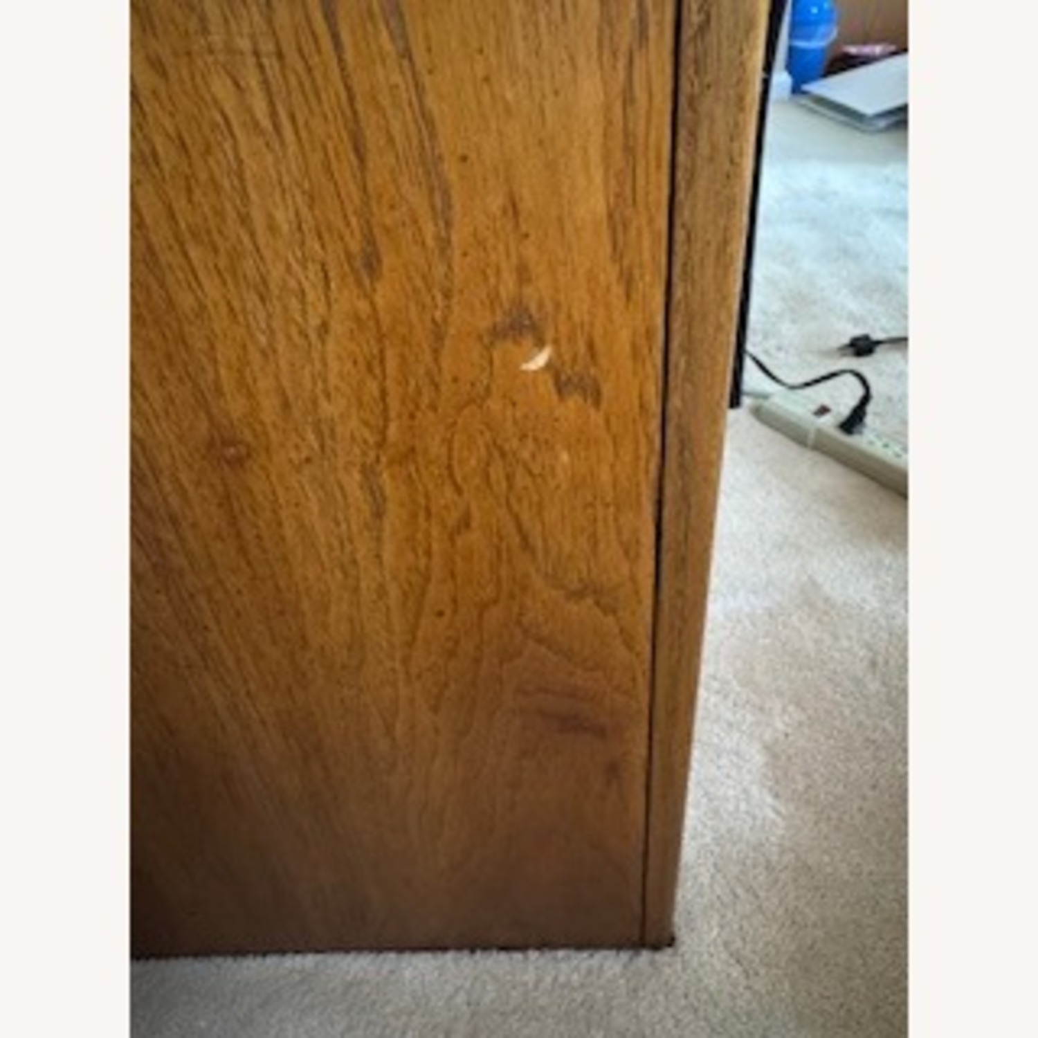 Natural Wood Credenza Desk with Bookcase - image-6