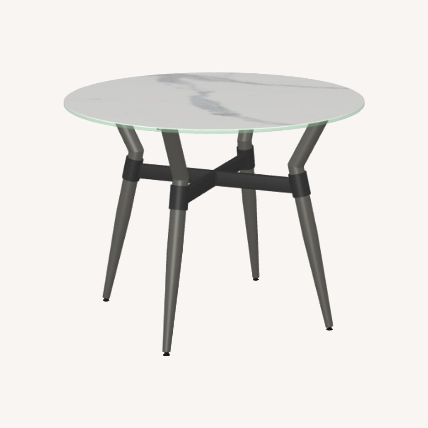 Round Marble-Finish Dining Table, Seats 4 - image-0