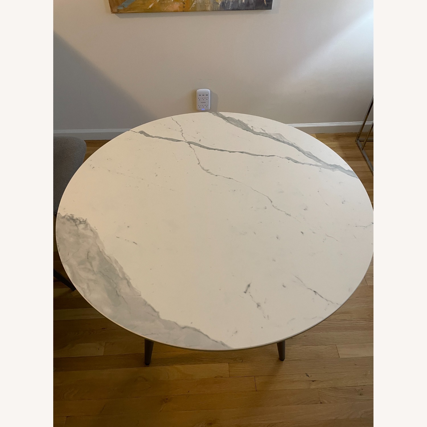 Round Marble-Finish Dining Table, Seats 4 - image-2