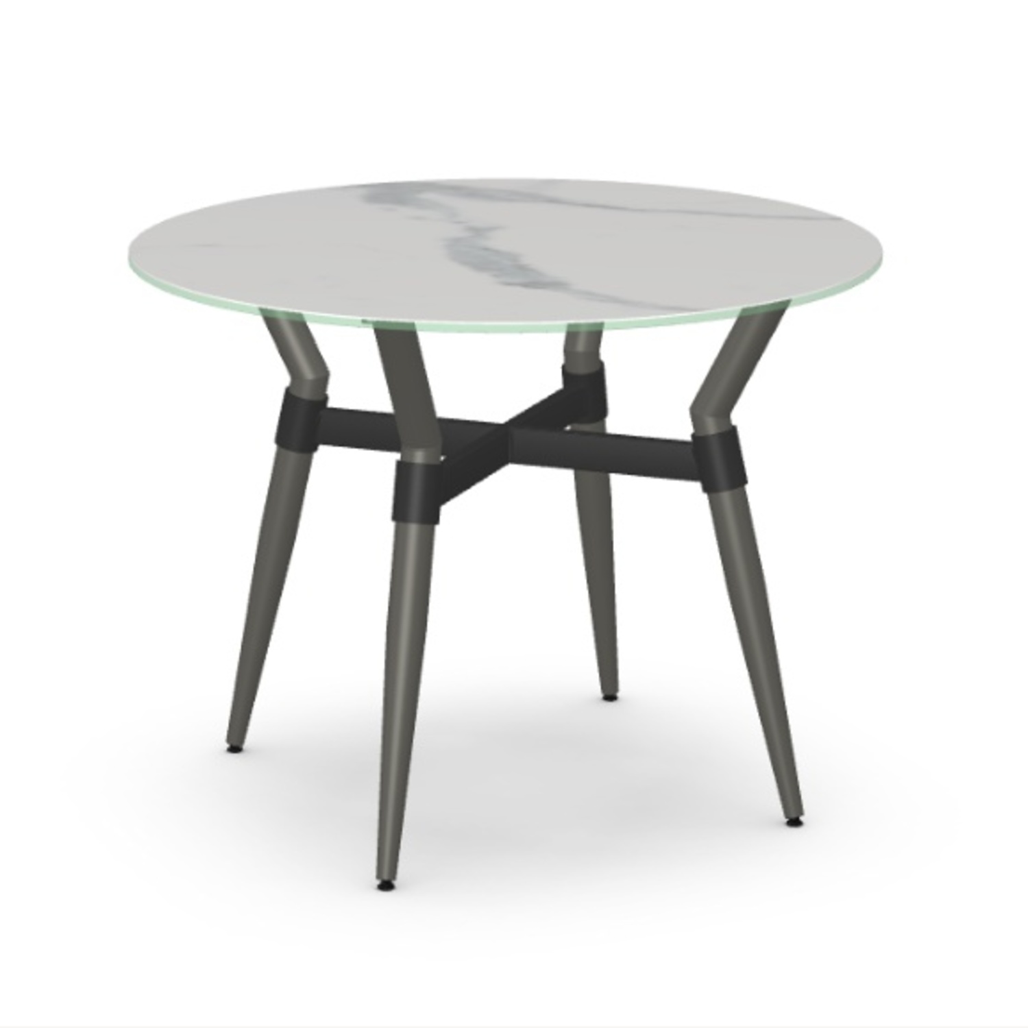 Round Marble-Finish Dining Table, Seats 4 - image-4