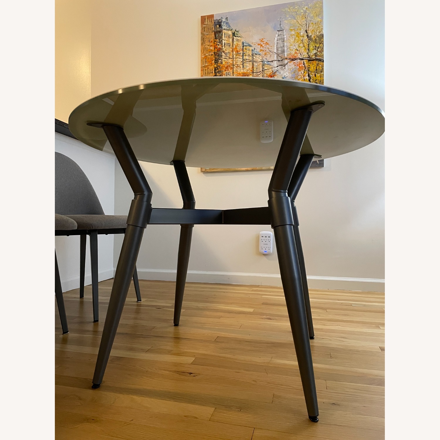 Round Marble-Finish Dining Table, Seats 4 - image-3
