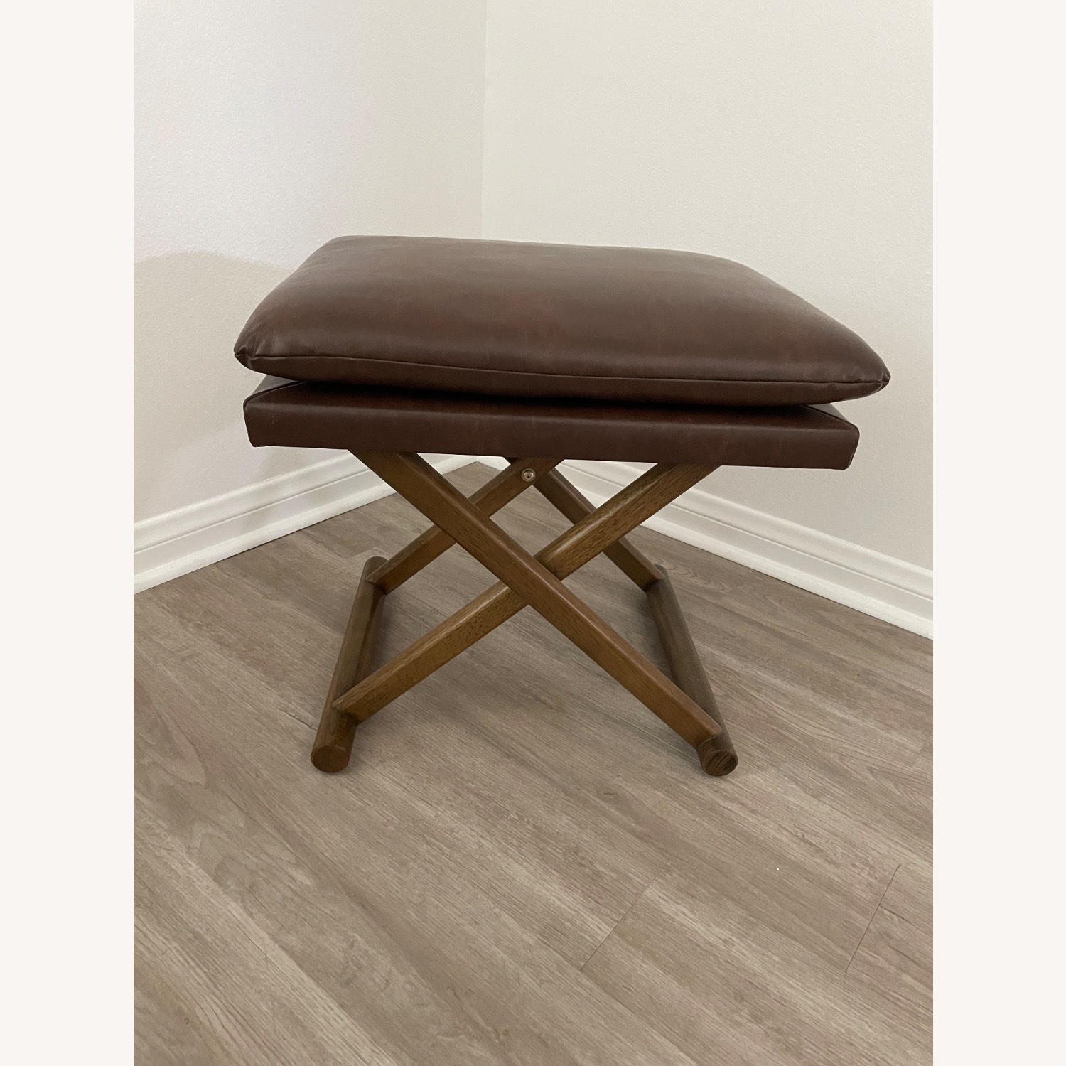 Bonded Leather X-Base Stool - image-1