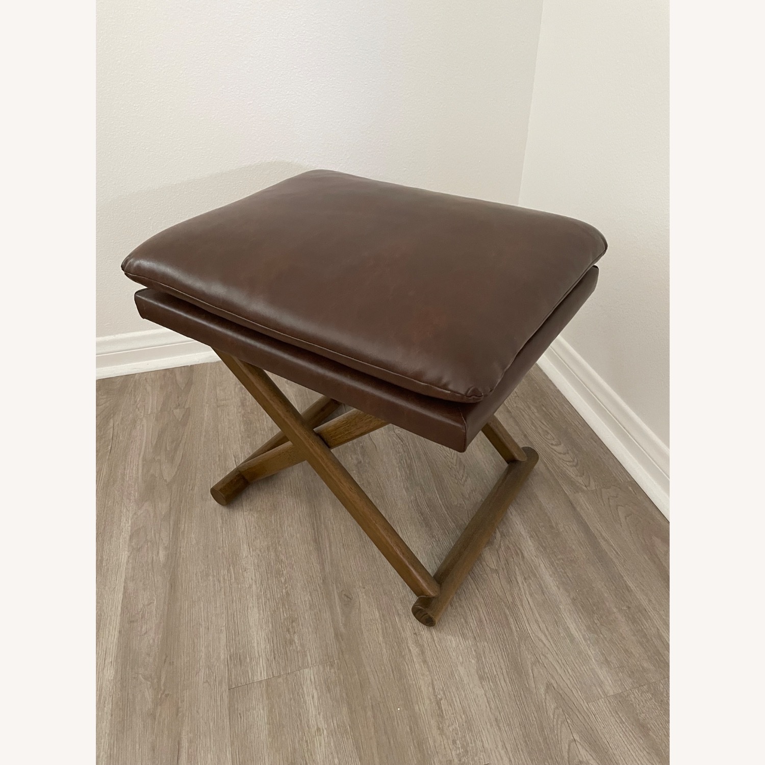 Bonded Leather X-Base Stool - image-2