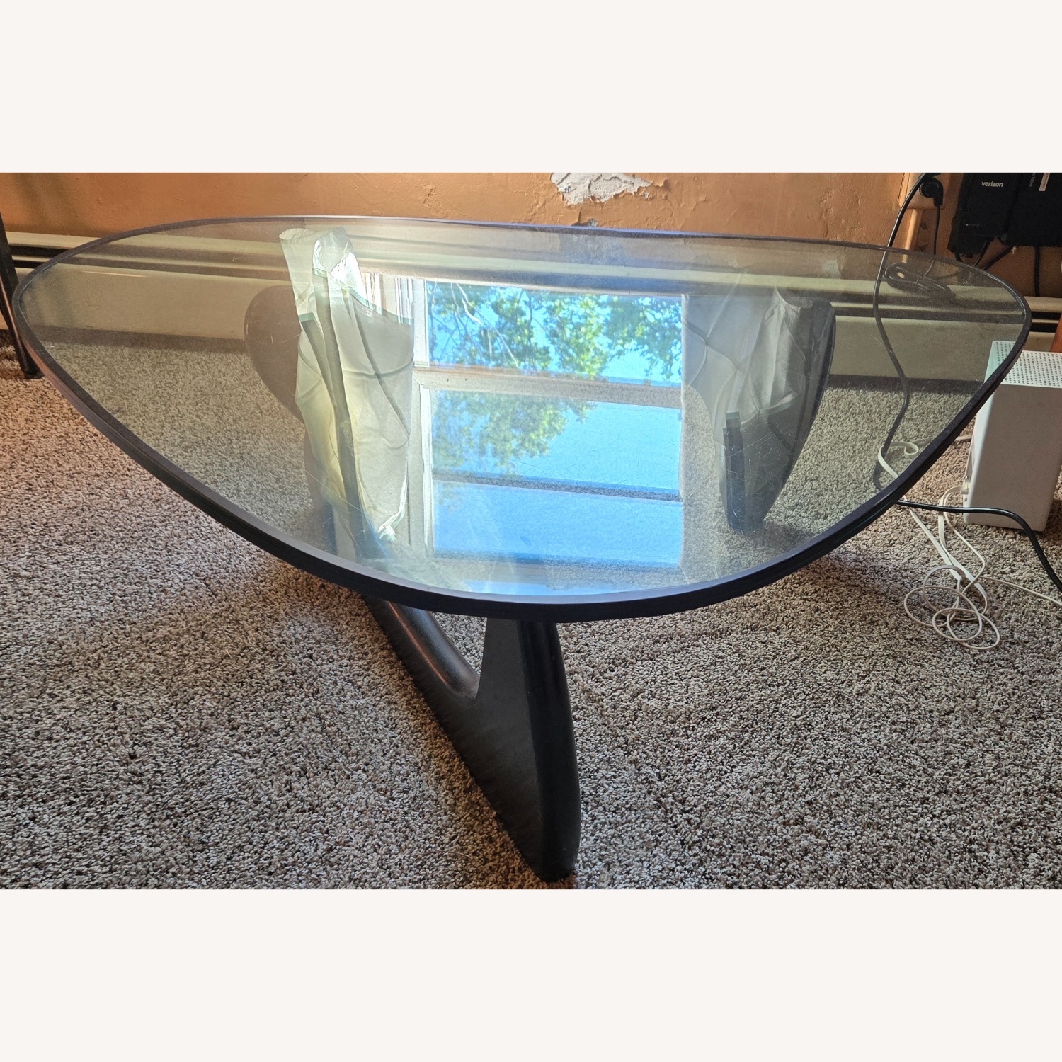 Antique Noguch Triangular Glass Coffee Table - image-1