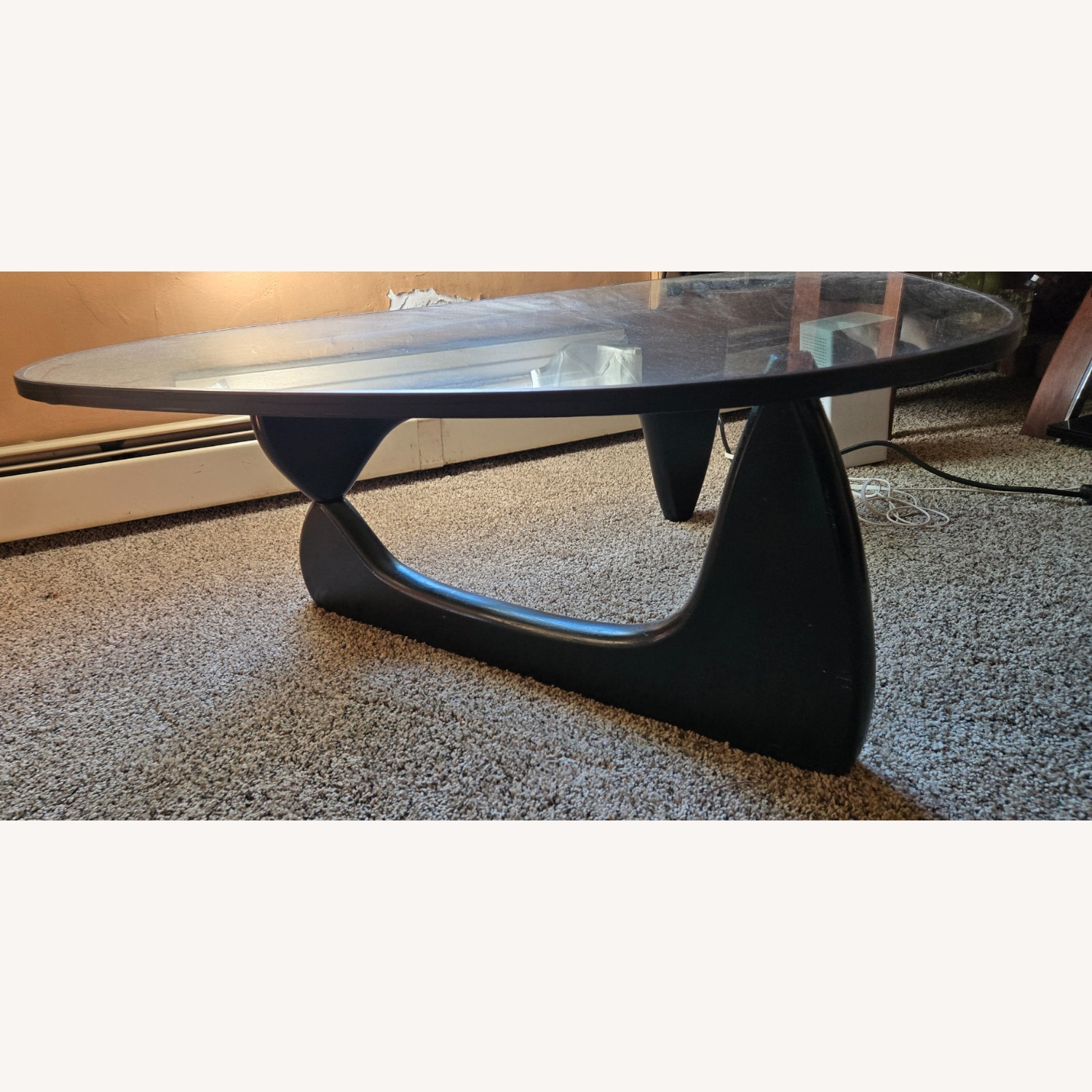 Antique Noguch Triangular Glass Coffee Table - image-3