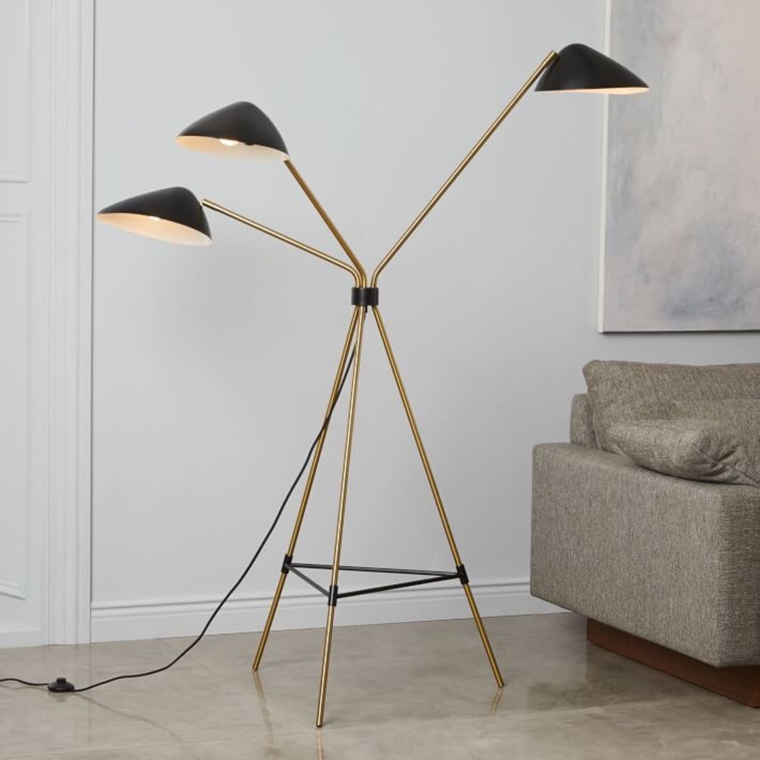 West Elm Three Arm Mid-Century Modern Floor Lamp - image-1