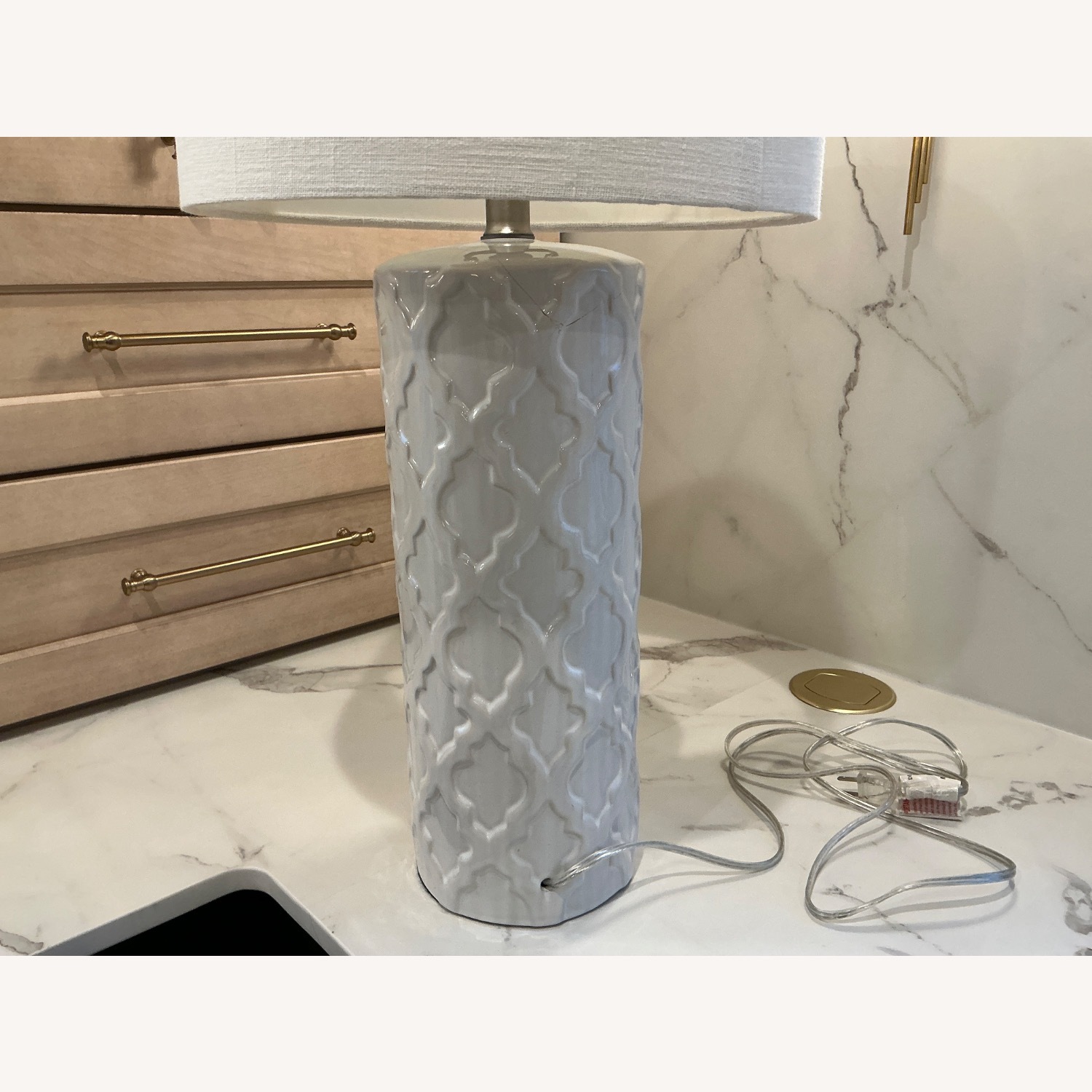 Pottery Barn White Ceramic Bedside Lamps - image-5