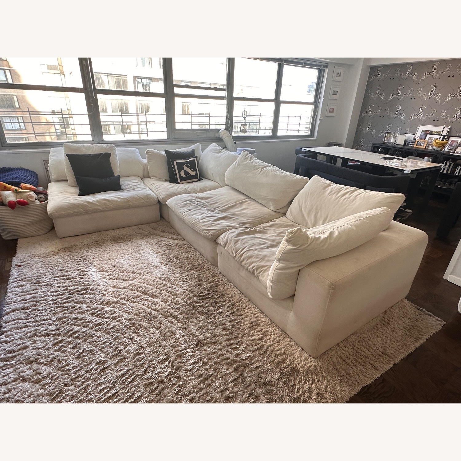 Nixon White Fabric 4-piece Modular Sectional - image-2