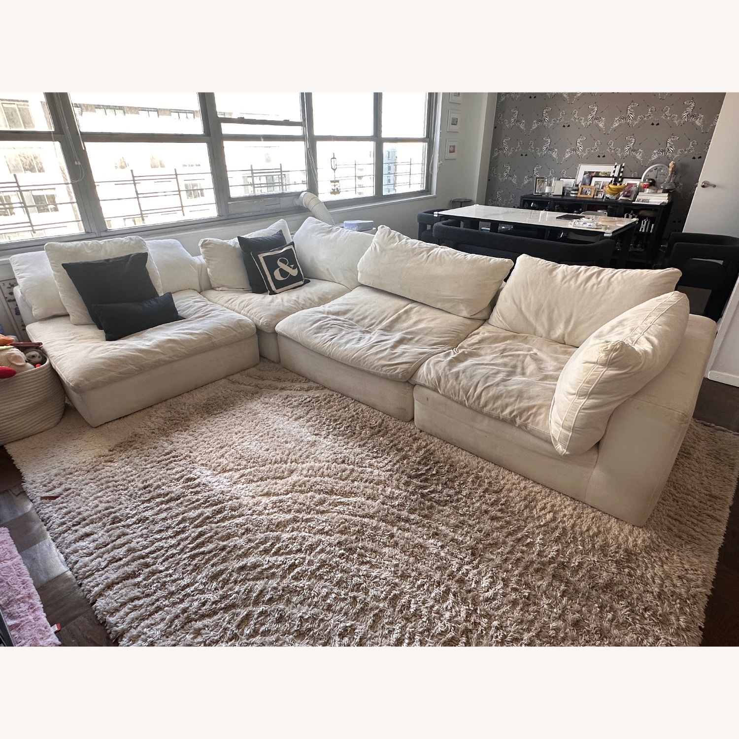 Nixon White Fabric 4-piece Modular Sectional - image-1