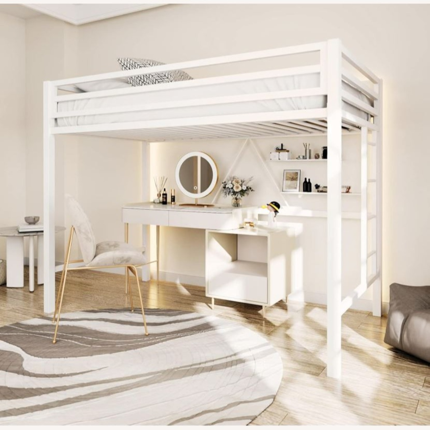 ikalido Metal Loft Bed Twin Size - image-1