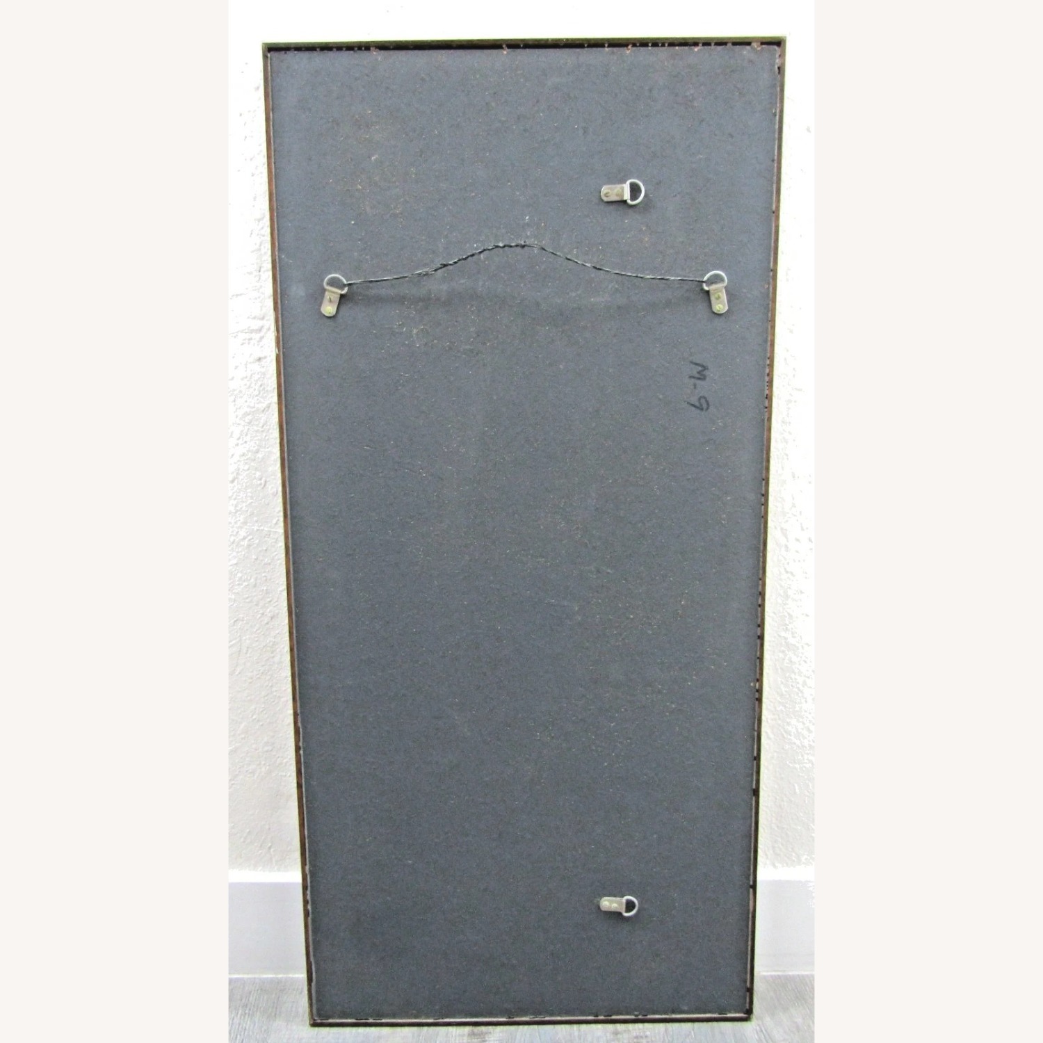 Walnut Vintage Faux Tile Brutalist Wall Mirror - image-15